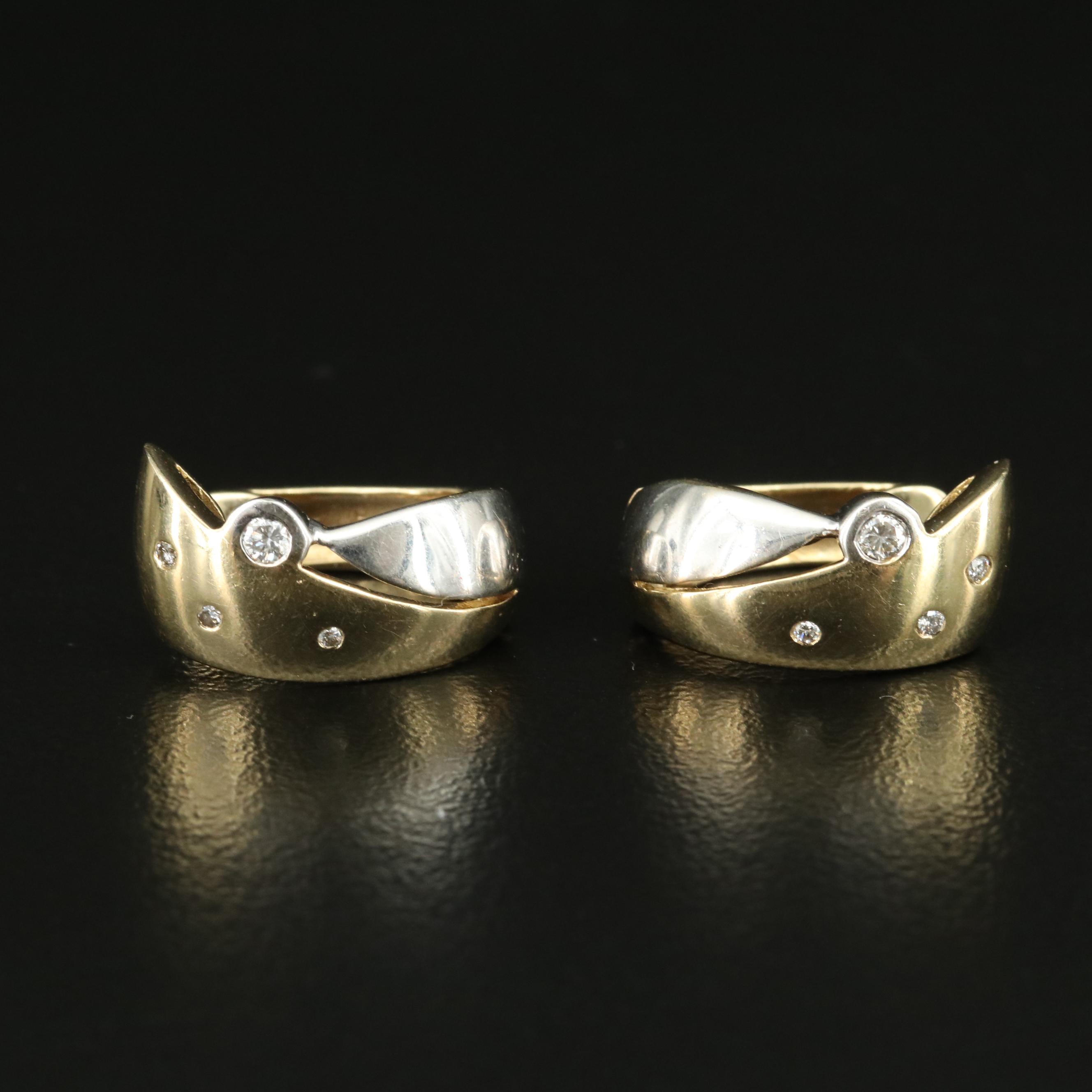 14K Two-Tone 0.10 CTW Diamond Huggie Earrings