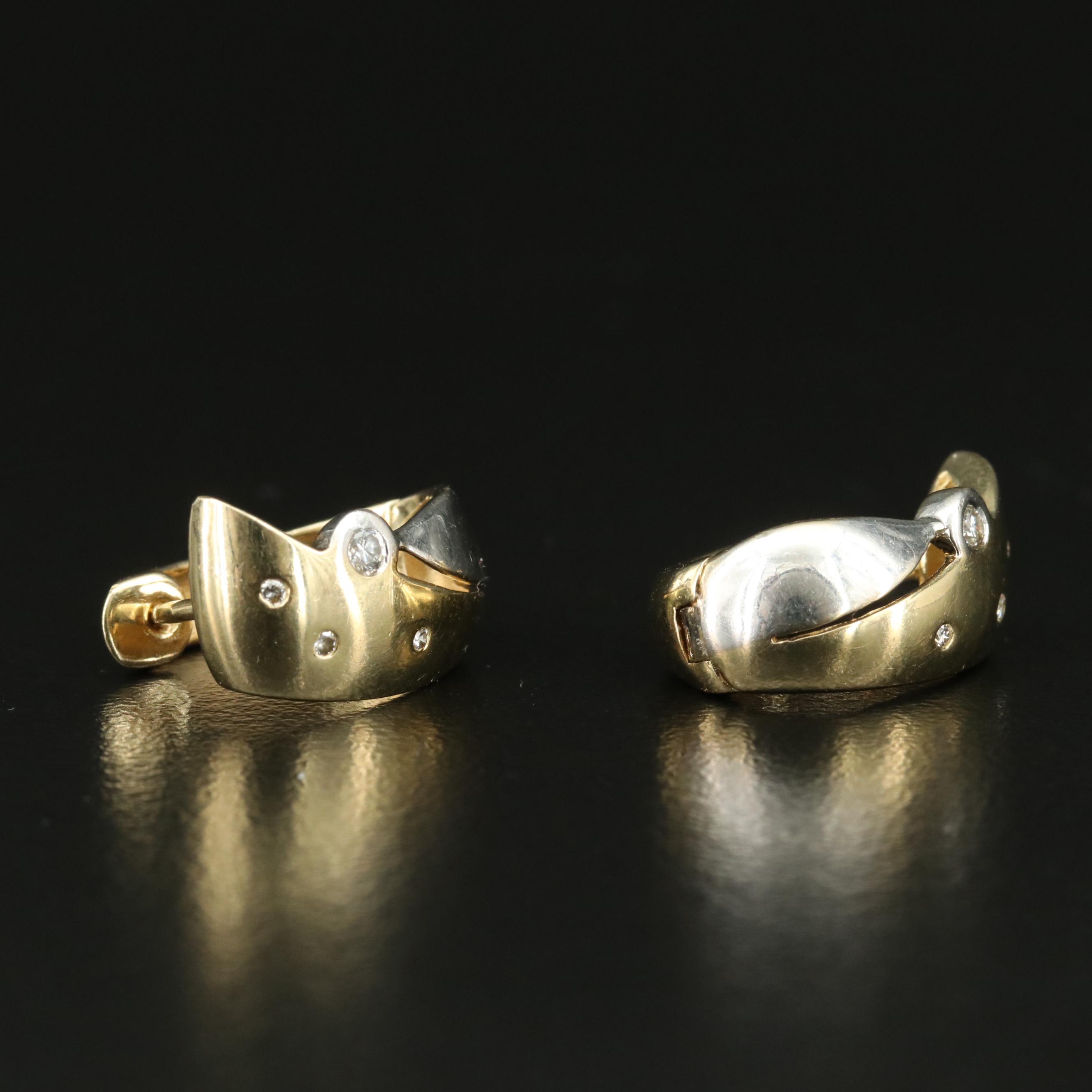 14K Two-Tone 0.10 CTW Diamond Huggie Earrings