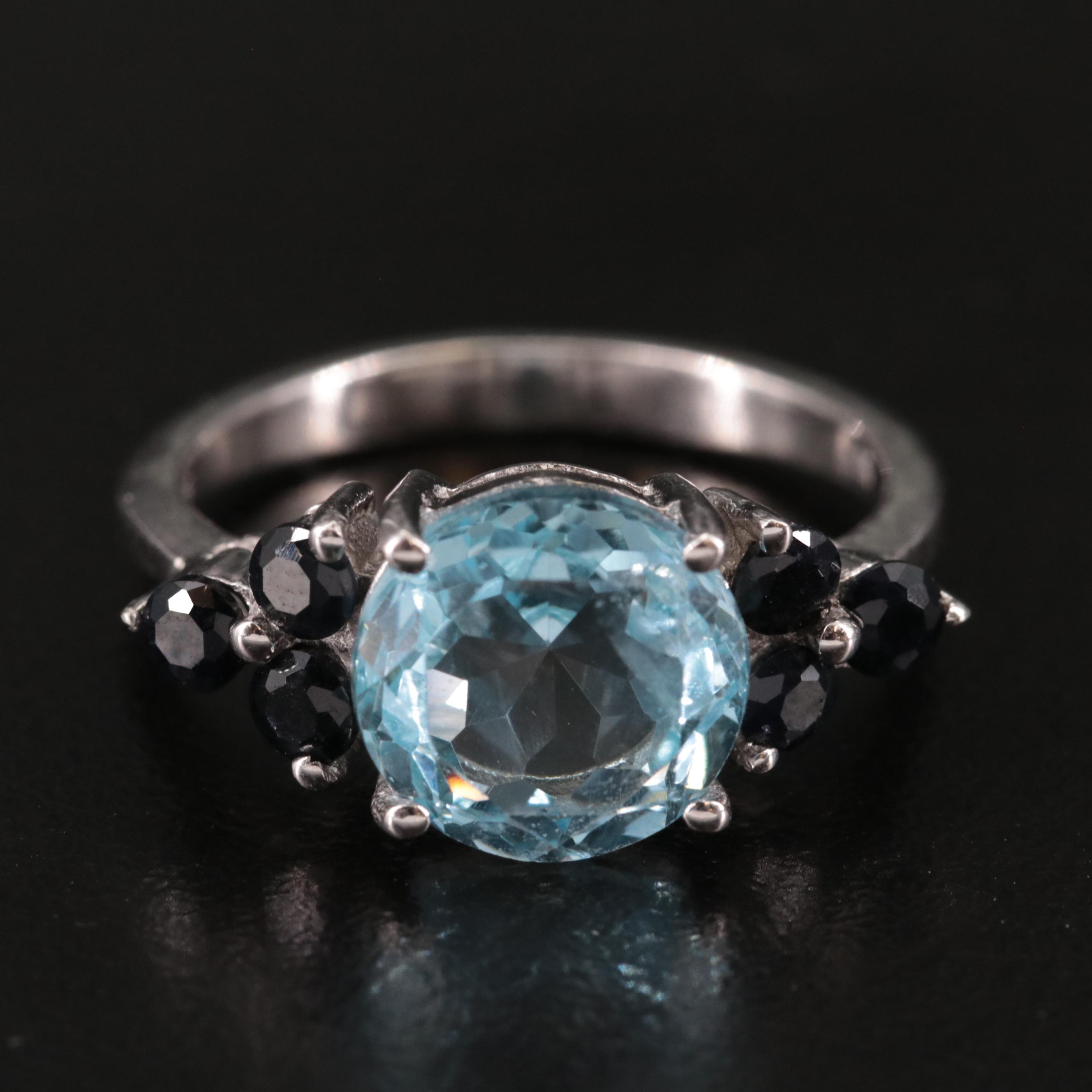 Sterling Blue Topaz and Sapphire Ring