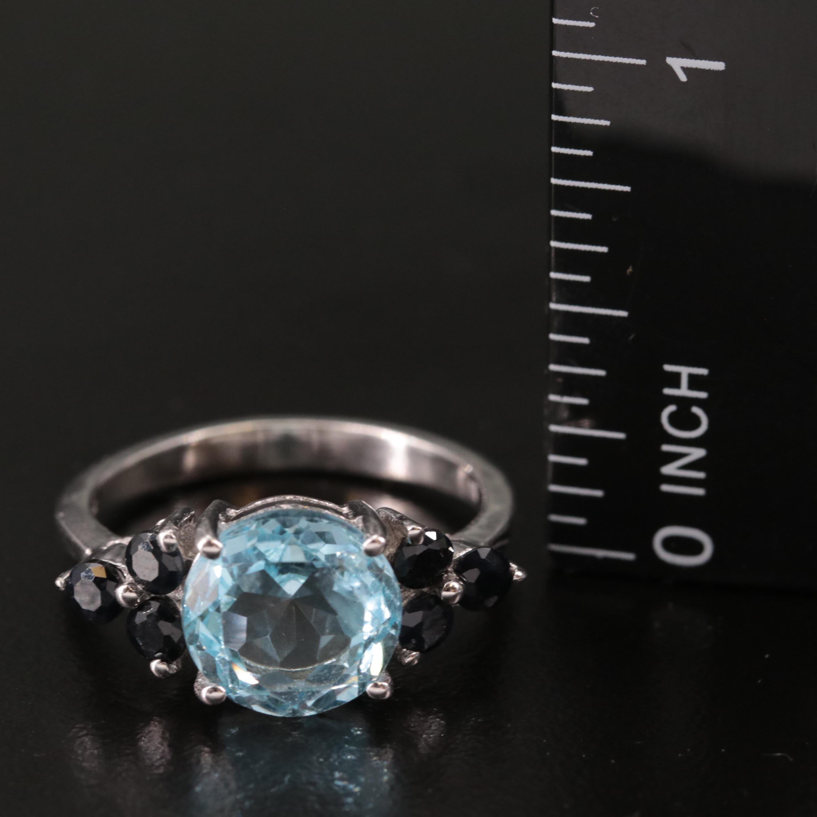 Sterling Blue Topaz and Sapphire Ring
