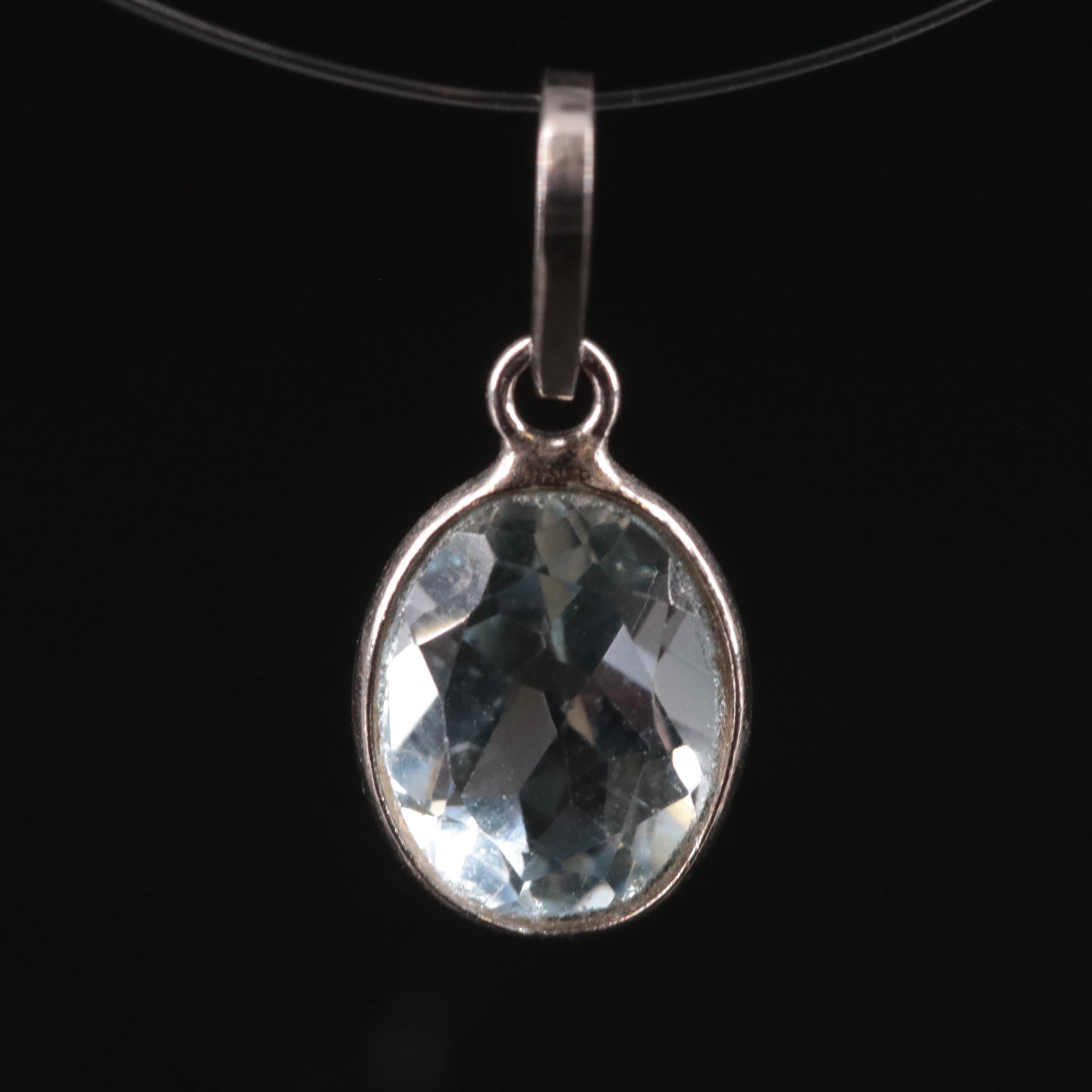 14K Blue Topaz Pendant