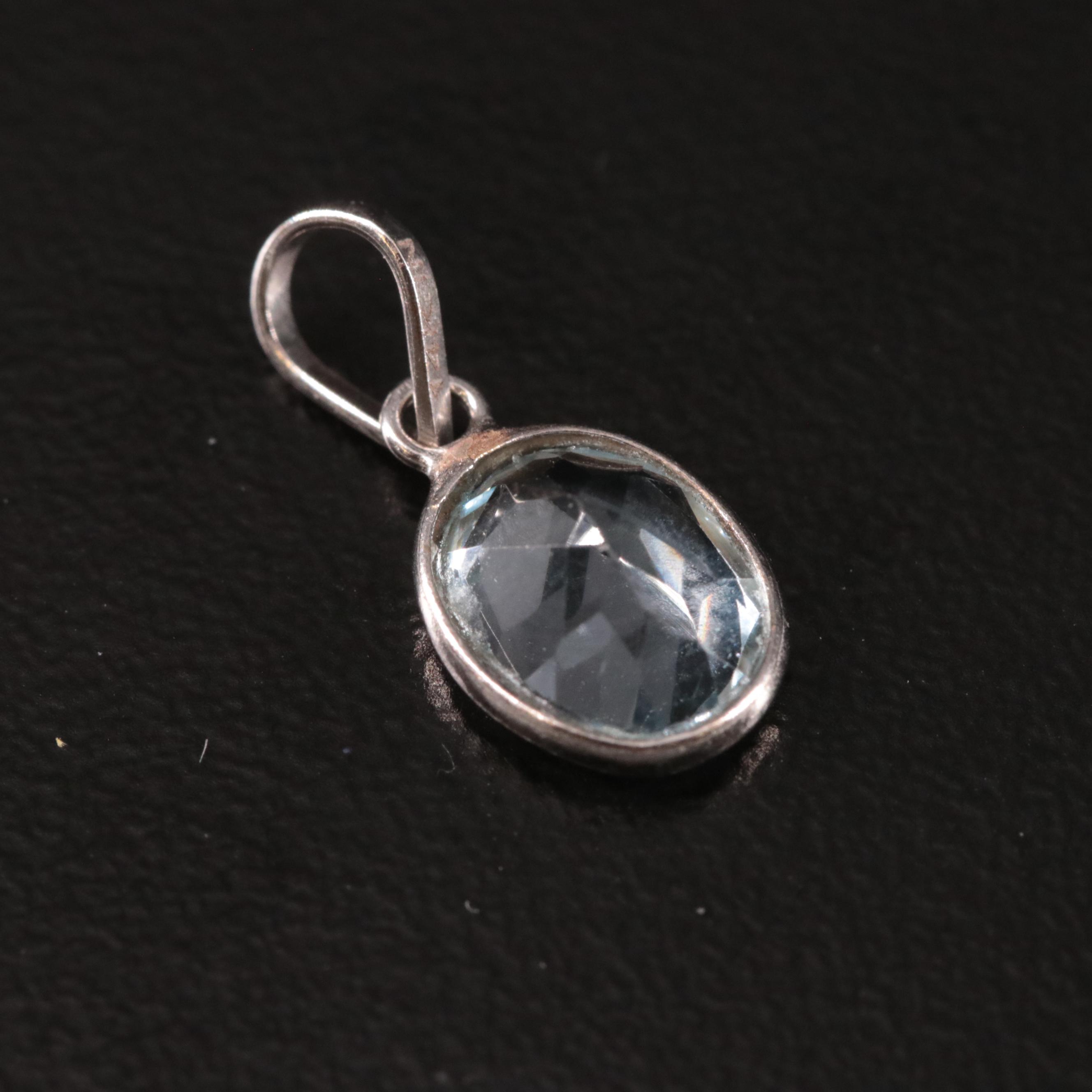 14K Blue Topaz Pendant