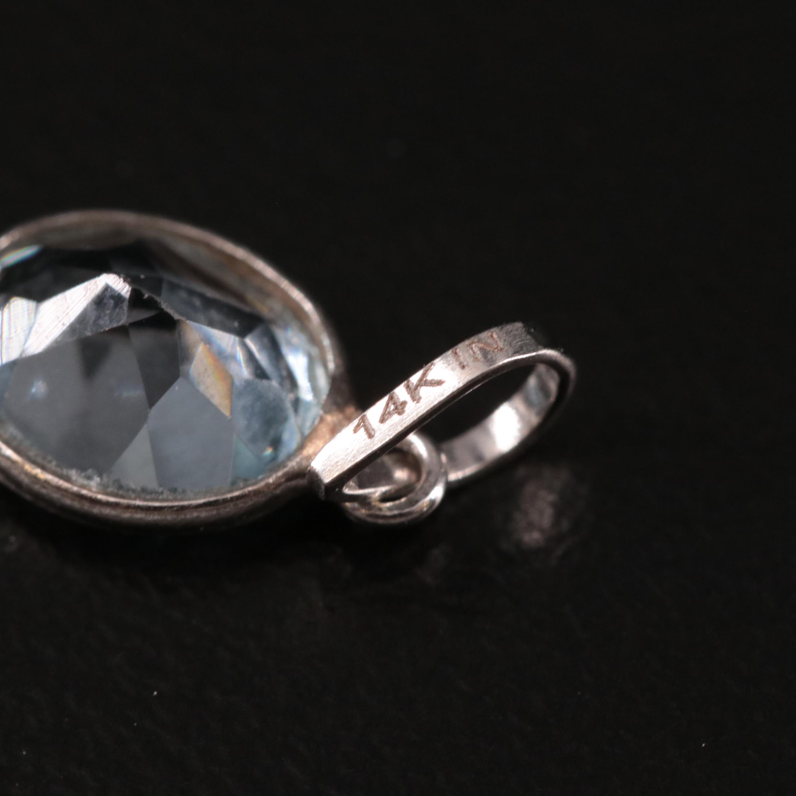 14K Blue Topaz Pendant