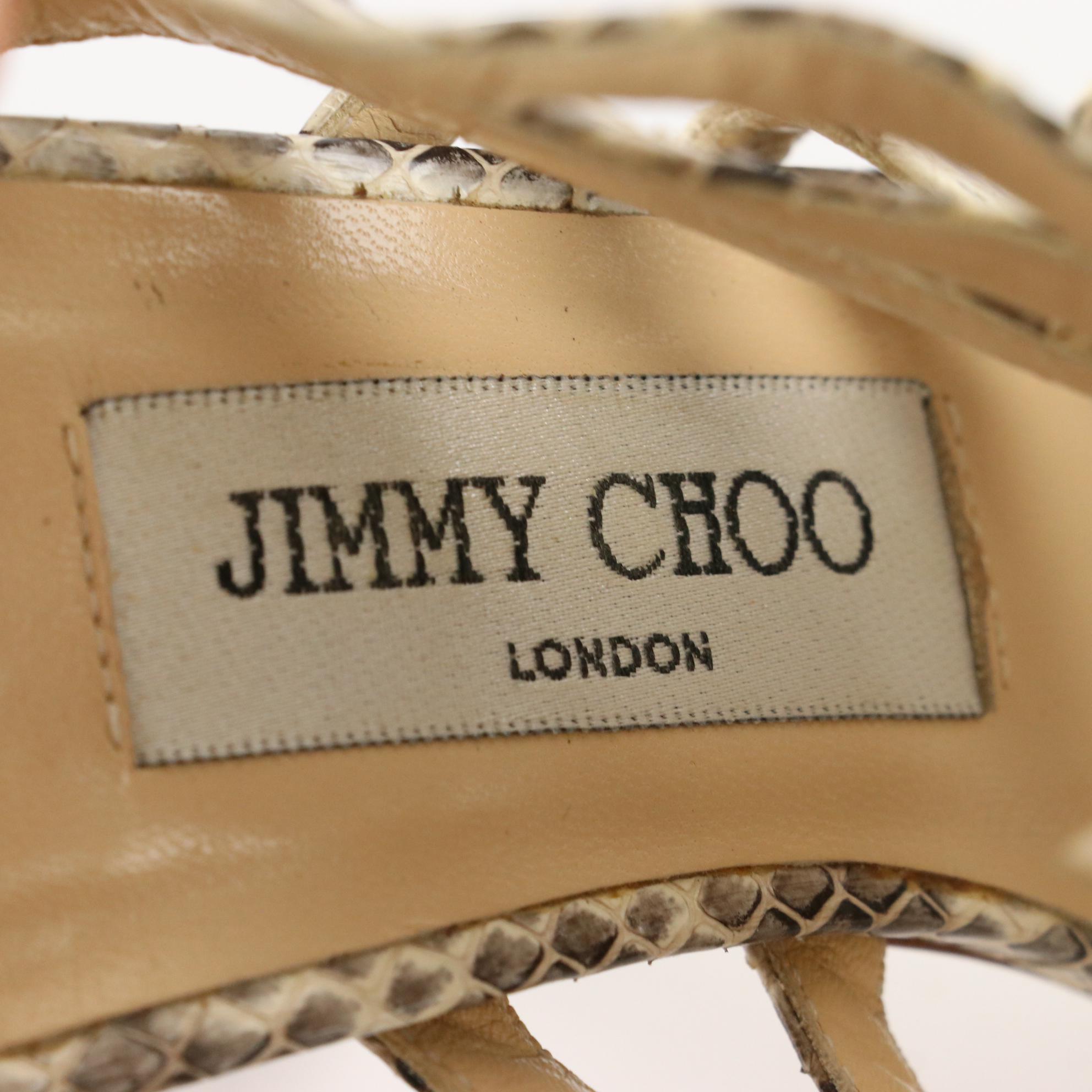 Jimmy Choo Snakeskin Stiletto Cage Sandals