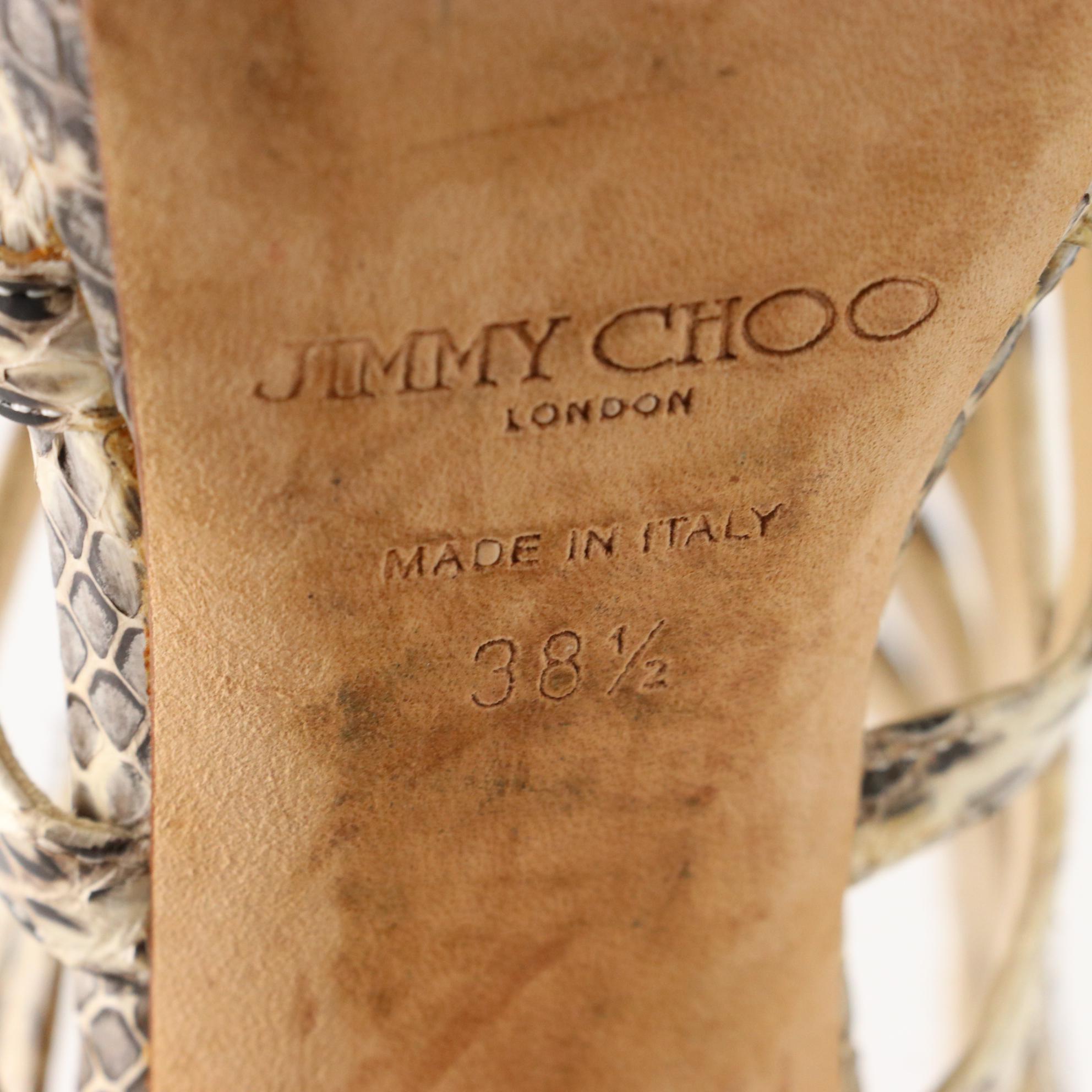 Jimmy Choo Snakeskin Stiletto Cage Sandals