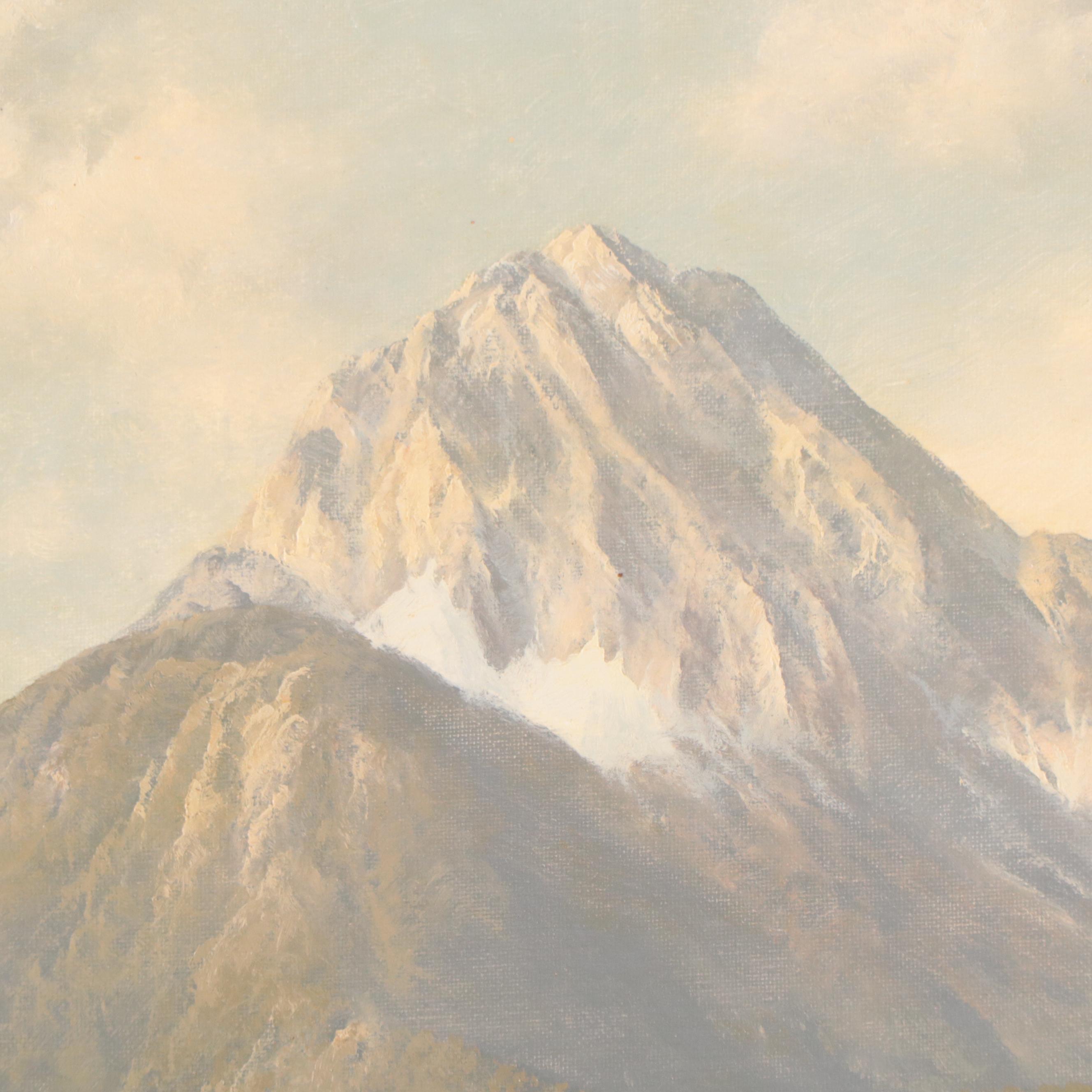 Meyer Muenchen Oil Painting of a Mountain Landscape, Mid-20th Century