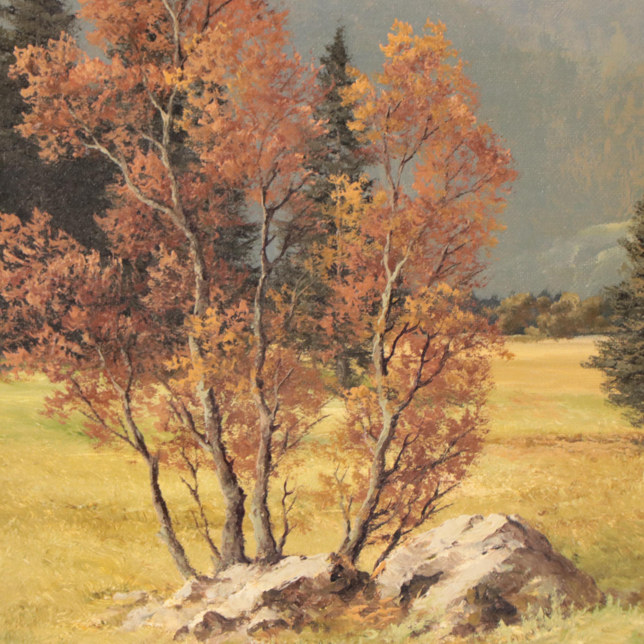 Meyer Muenchen Oil Painting of a Mountain Landscape, Mid-20th Century