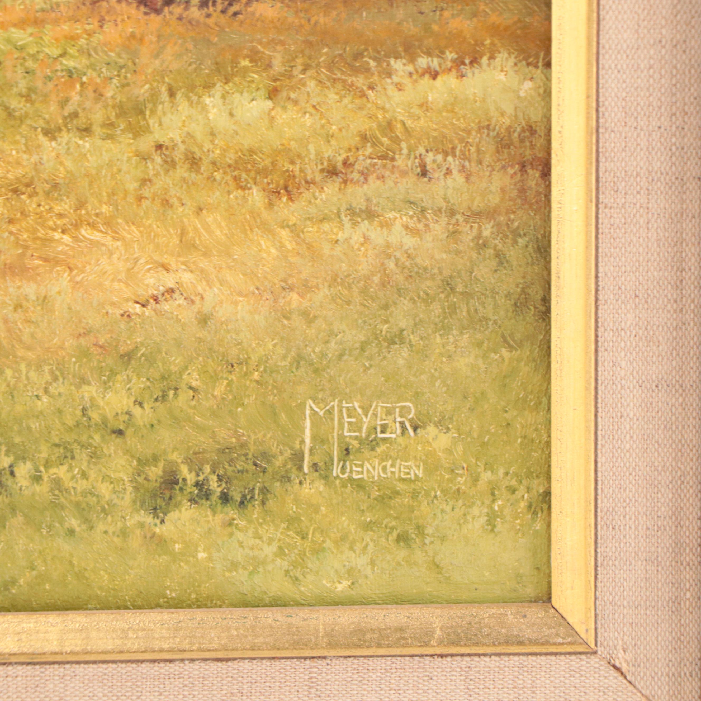 Meyer Muenchen Oil Painting of a Mountain Landscape, Mid-20th Century