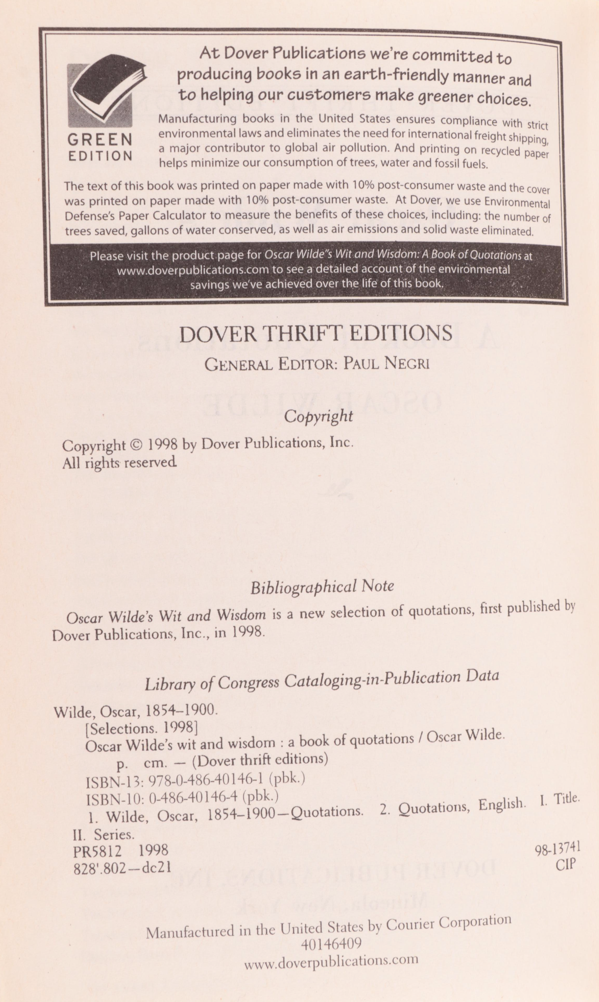 "Oscar Wilde" by Richard Ellmann with "De Profundis" and More by Oscar Wilde