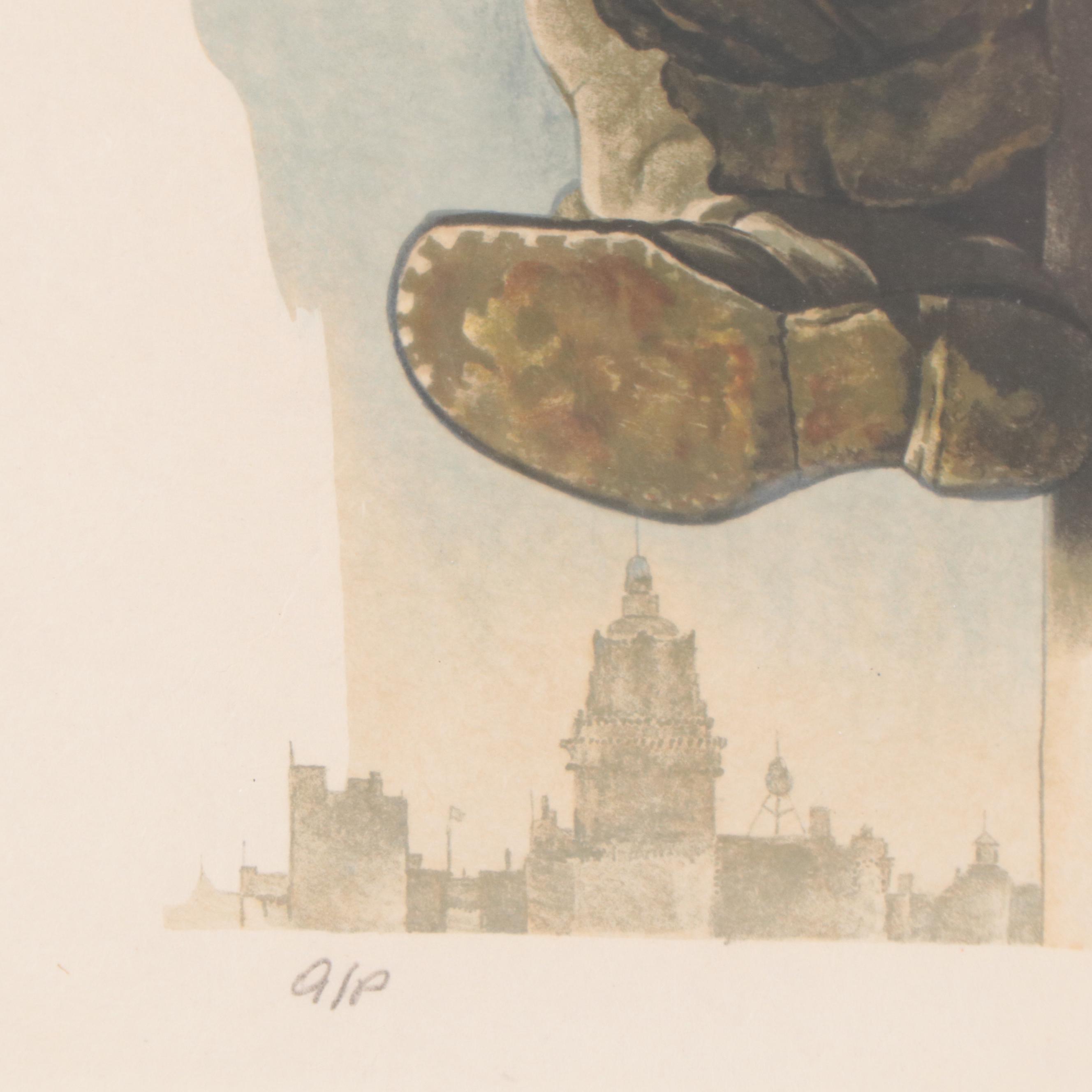 Norman Rockwell Color Lithograph "Gliding The Eagle," 1976