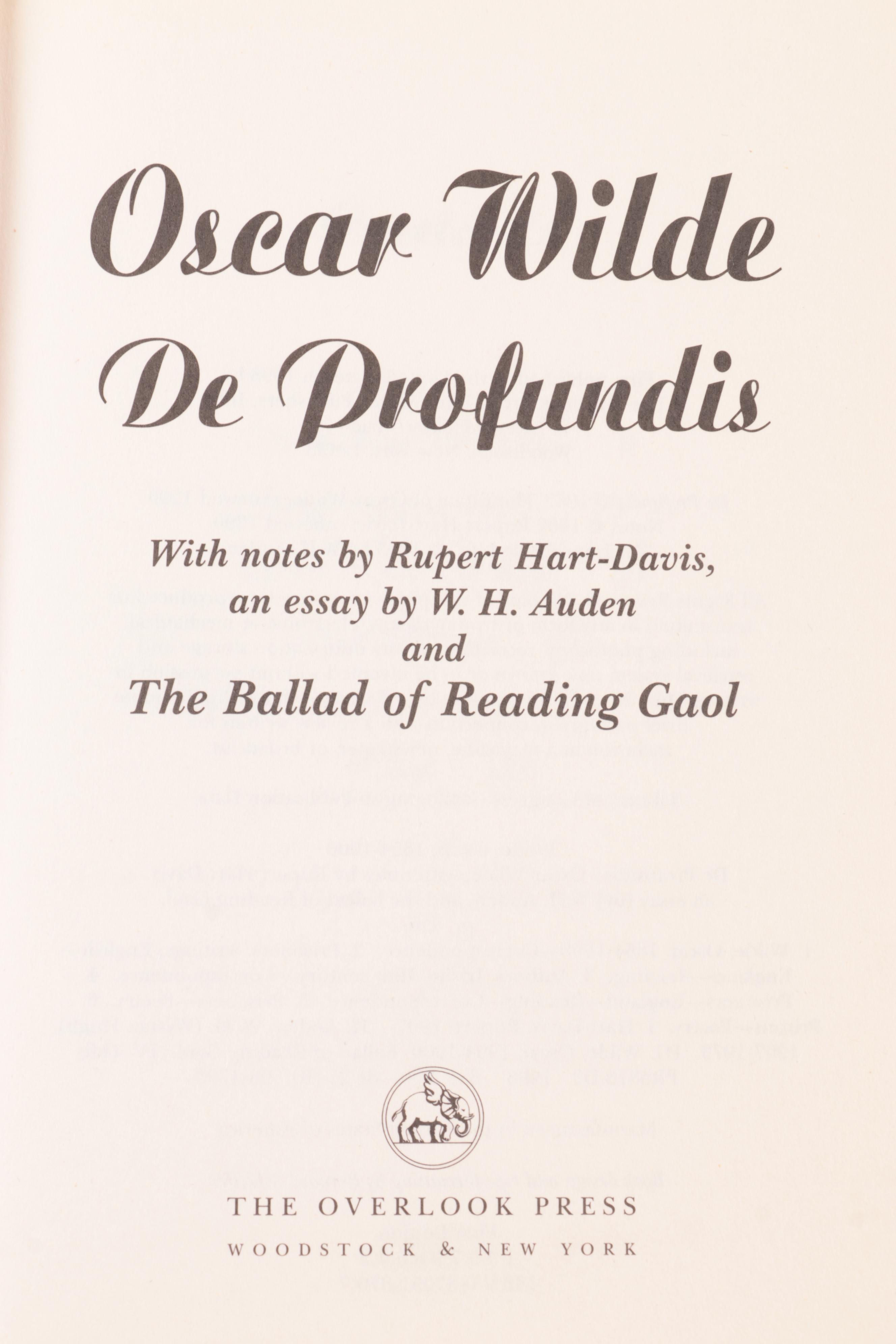 "Oscar Wilde" by Richard Ellmann with "De Profundis" and More by Oscar Wilde