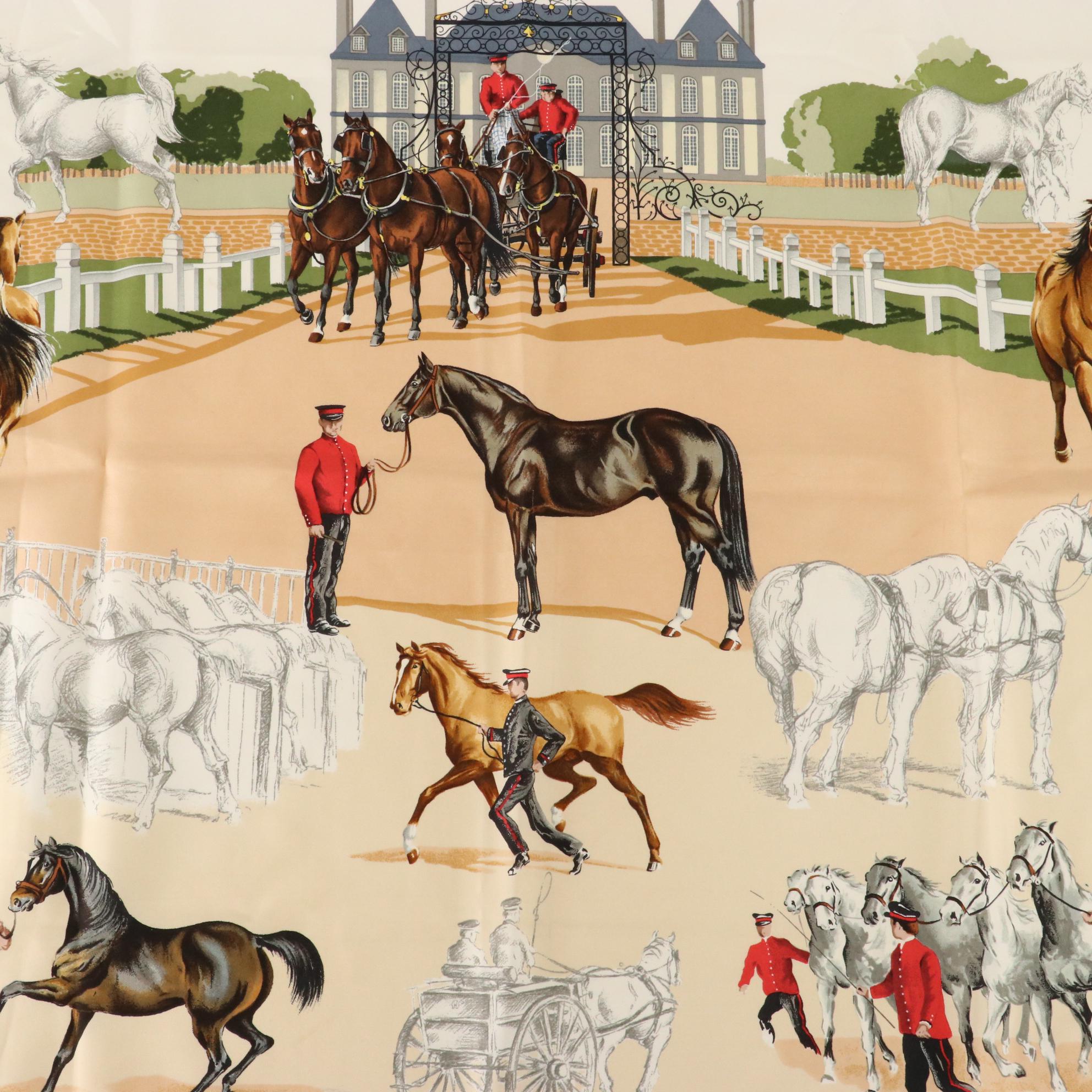 Hermès "Les Haras Nationaux" Silk Twill Scarf