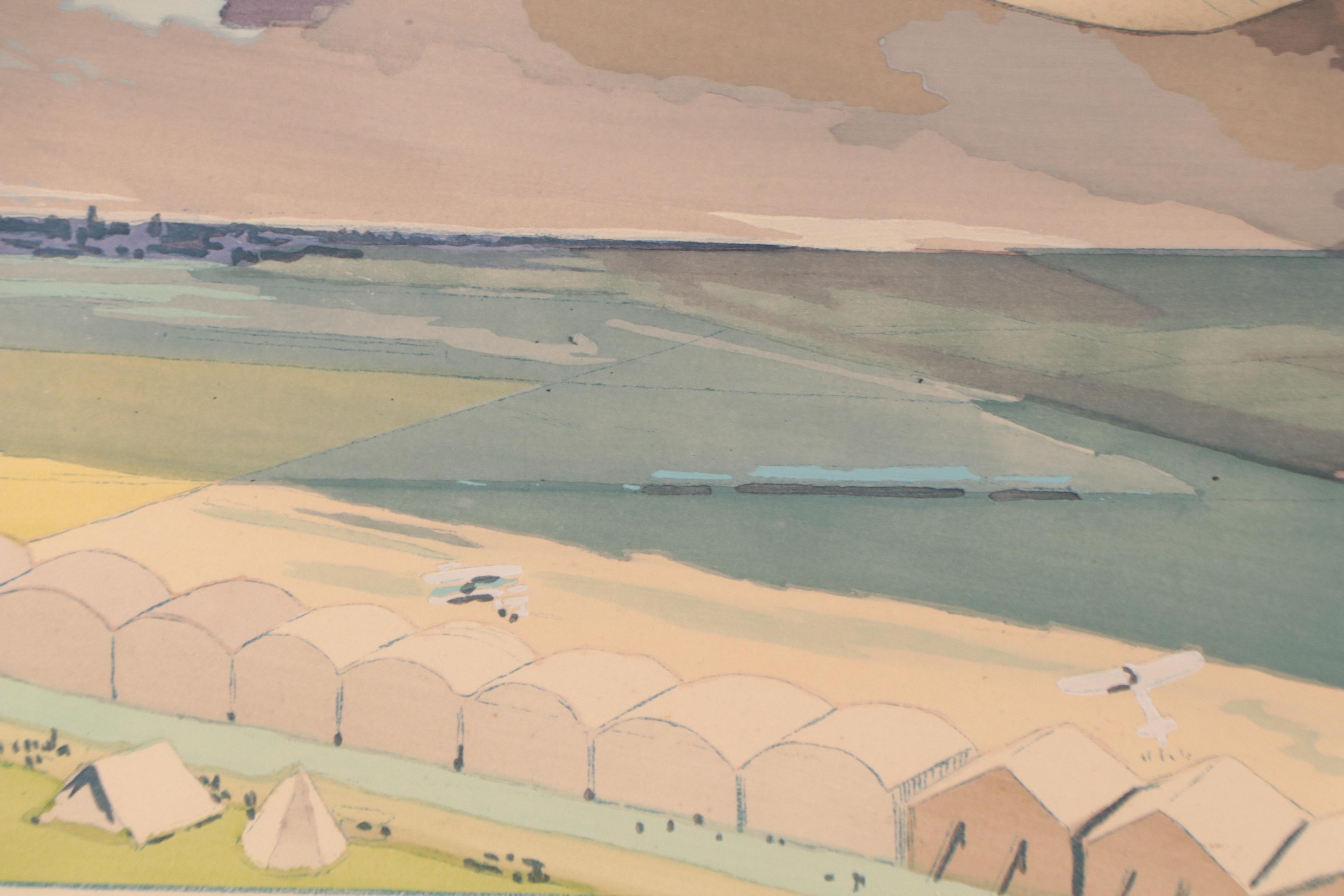 Marguerite Montaut Lithograph "Garros Gagne le Grand Prix de l'Aero Club"