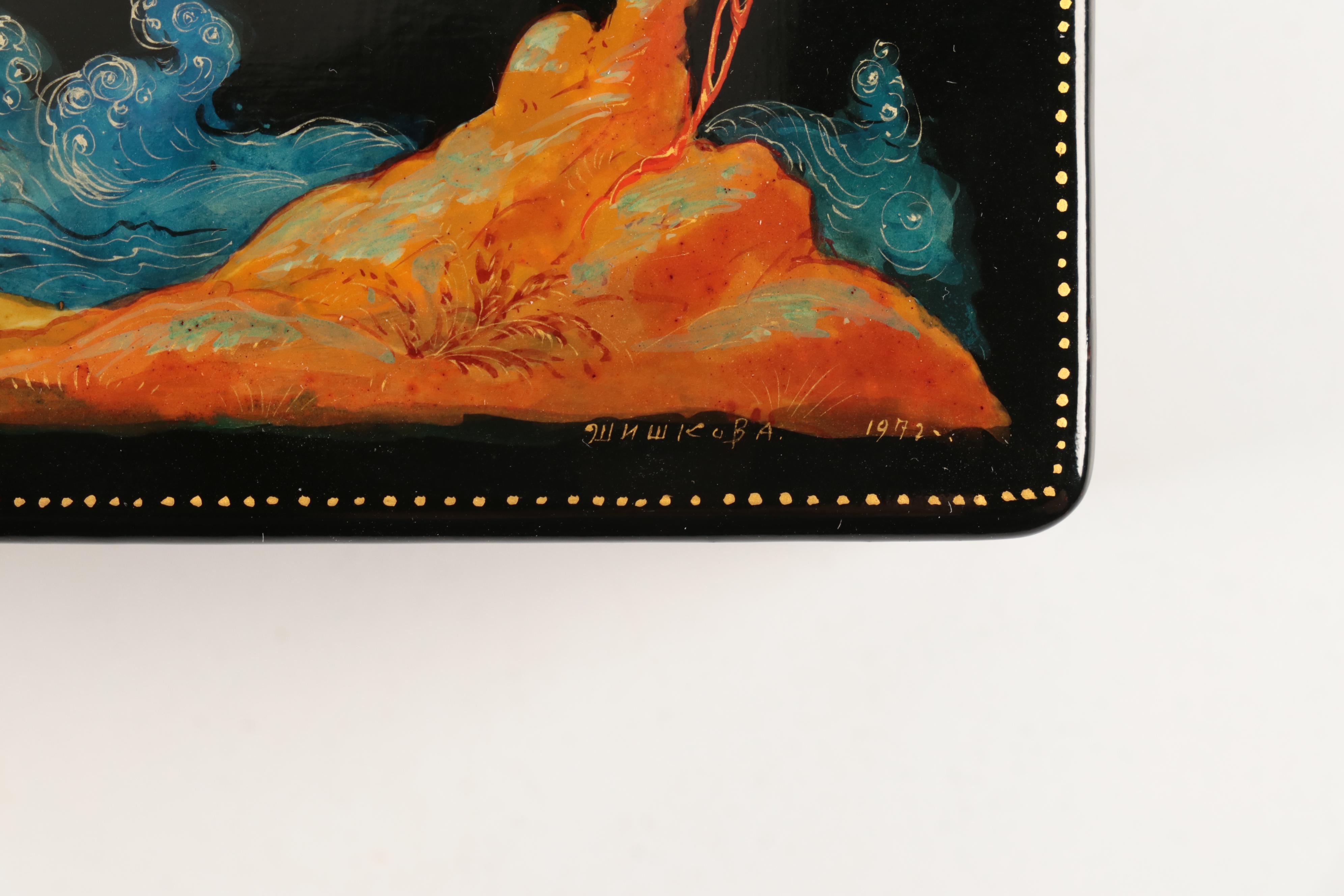 Russian Hand-Painted Lacquerware Trinket Boxes With Pamphlet