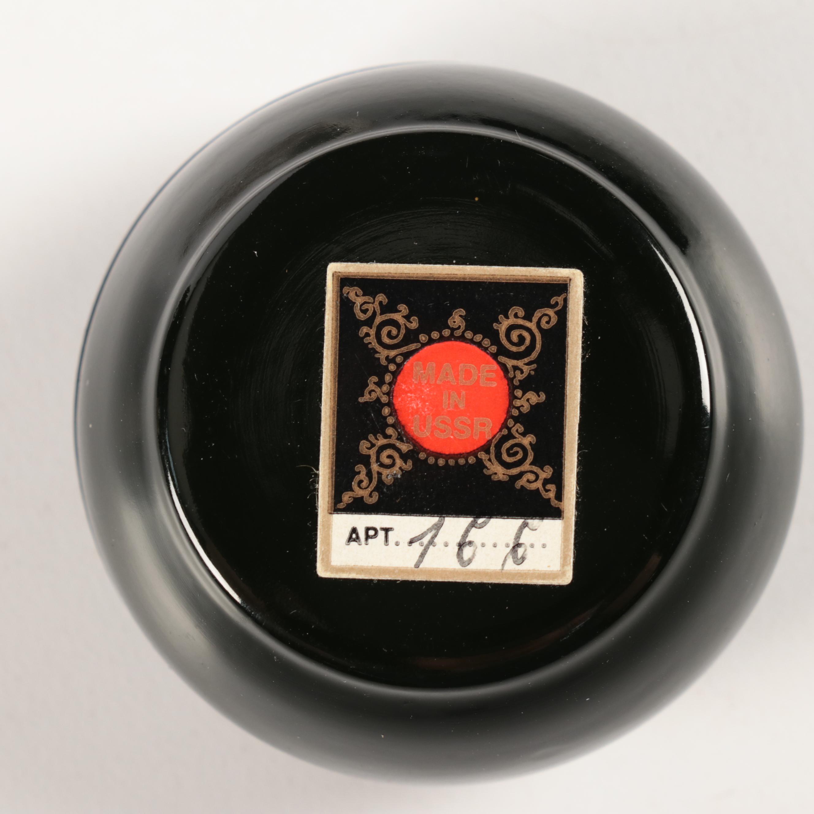 Russian Hand-Painted Lacquerware Trinket Boxes With Pamphlet