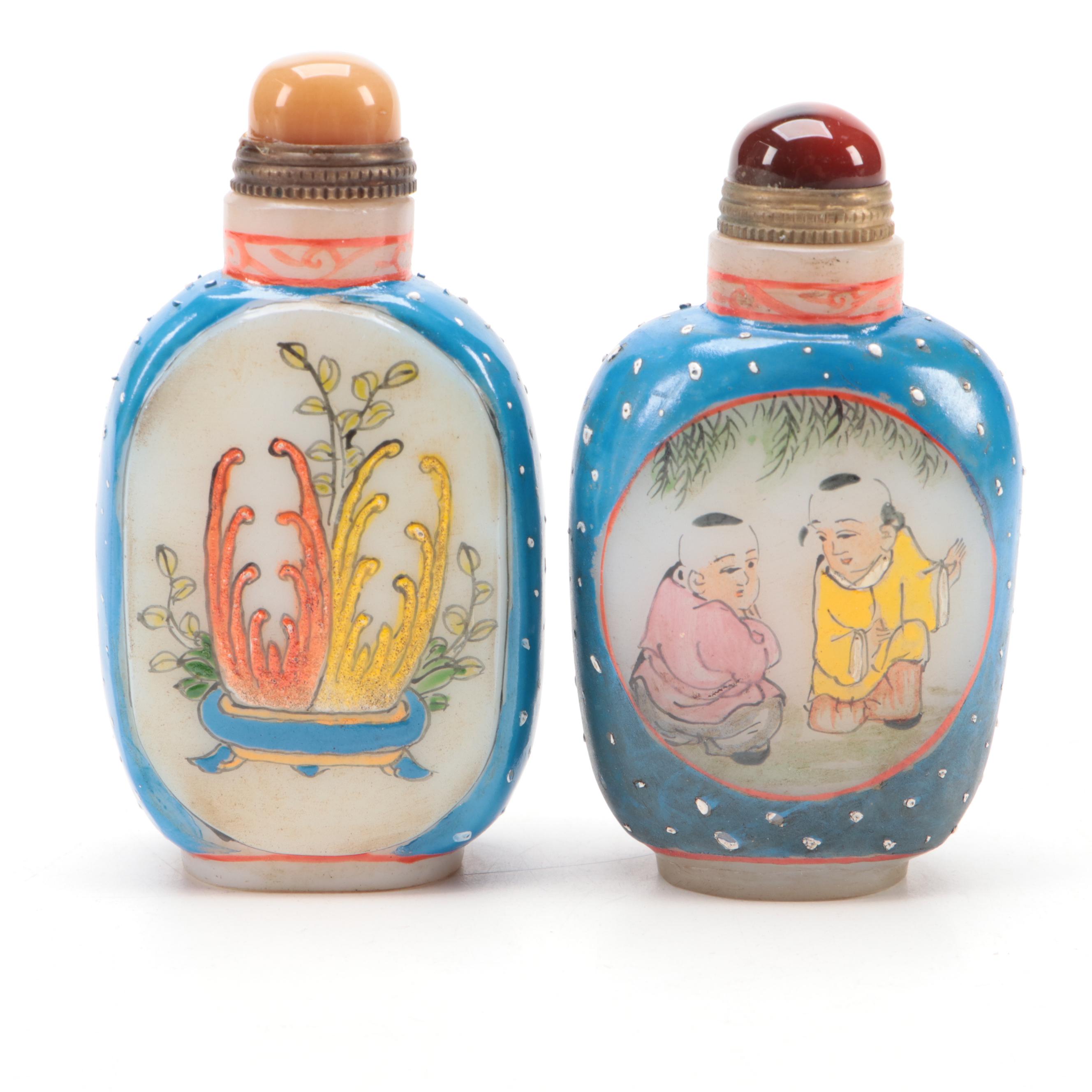 Chinese Hand-Painted Glass Snuff Bottles