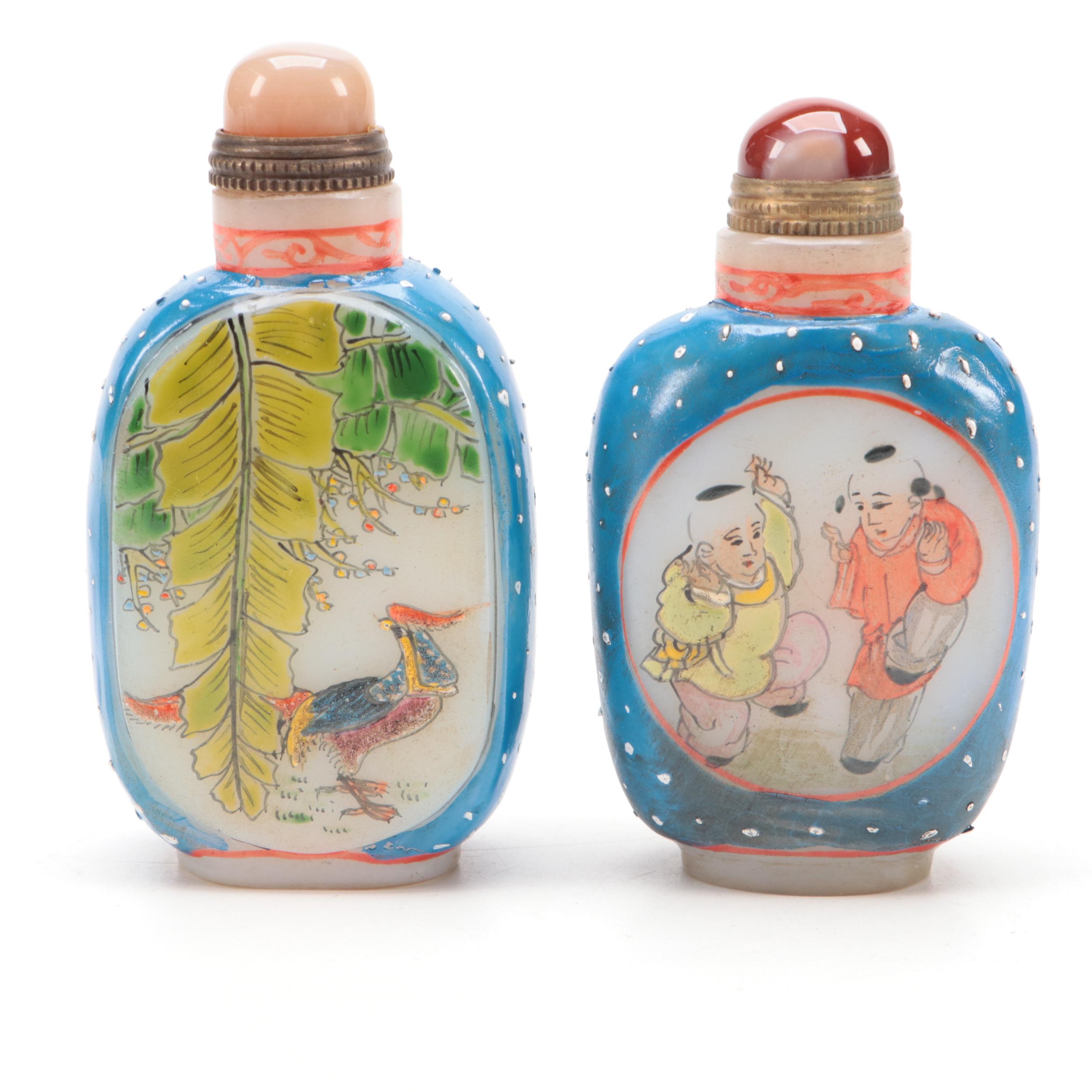 Chinese Hand-Painted Glass Snuff Bottles