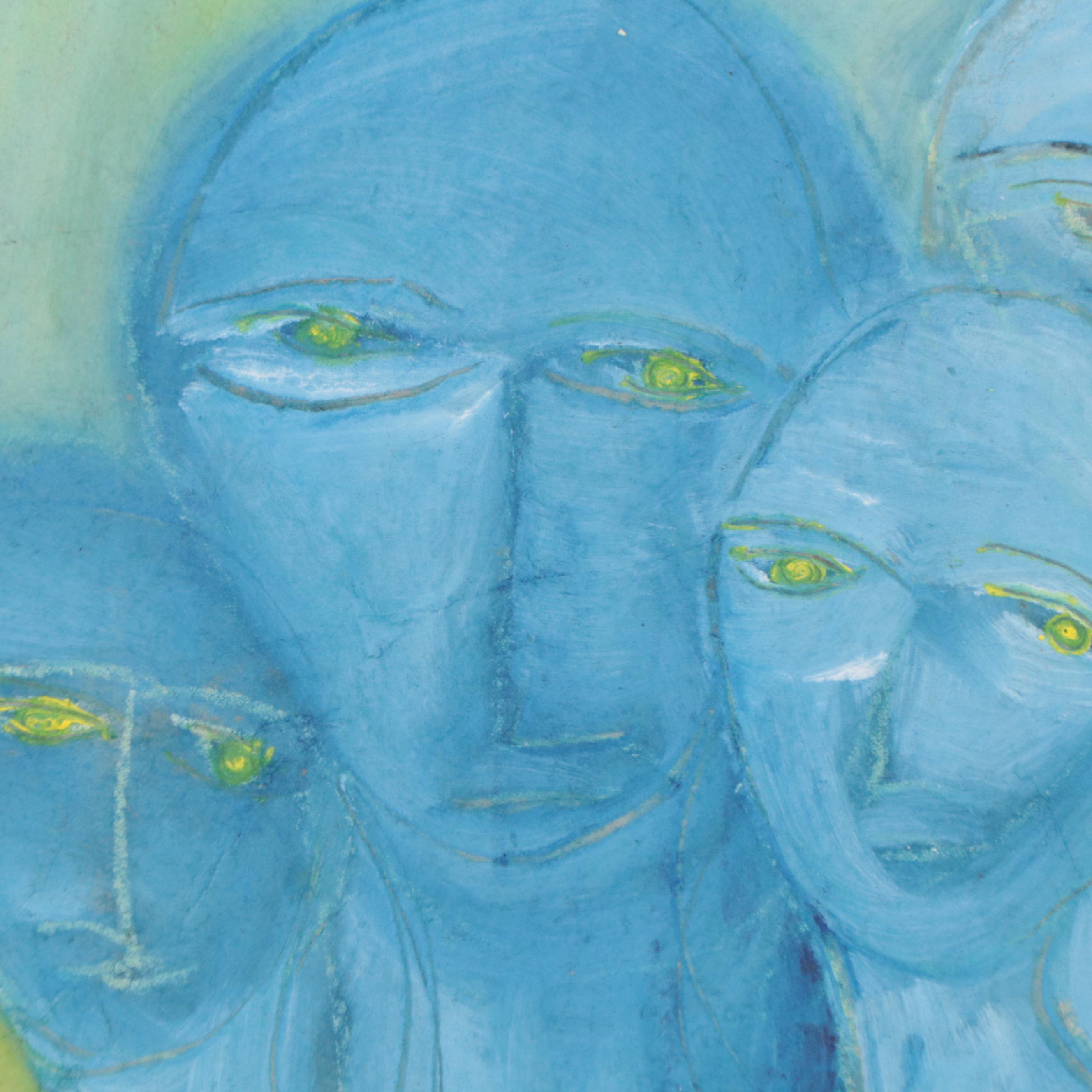 Abstract Figural Mixed Media Painting, 1996