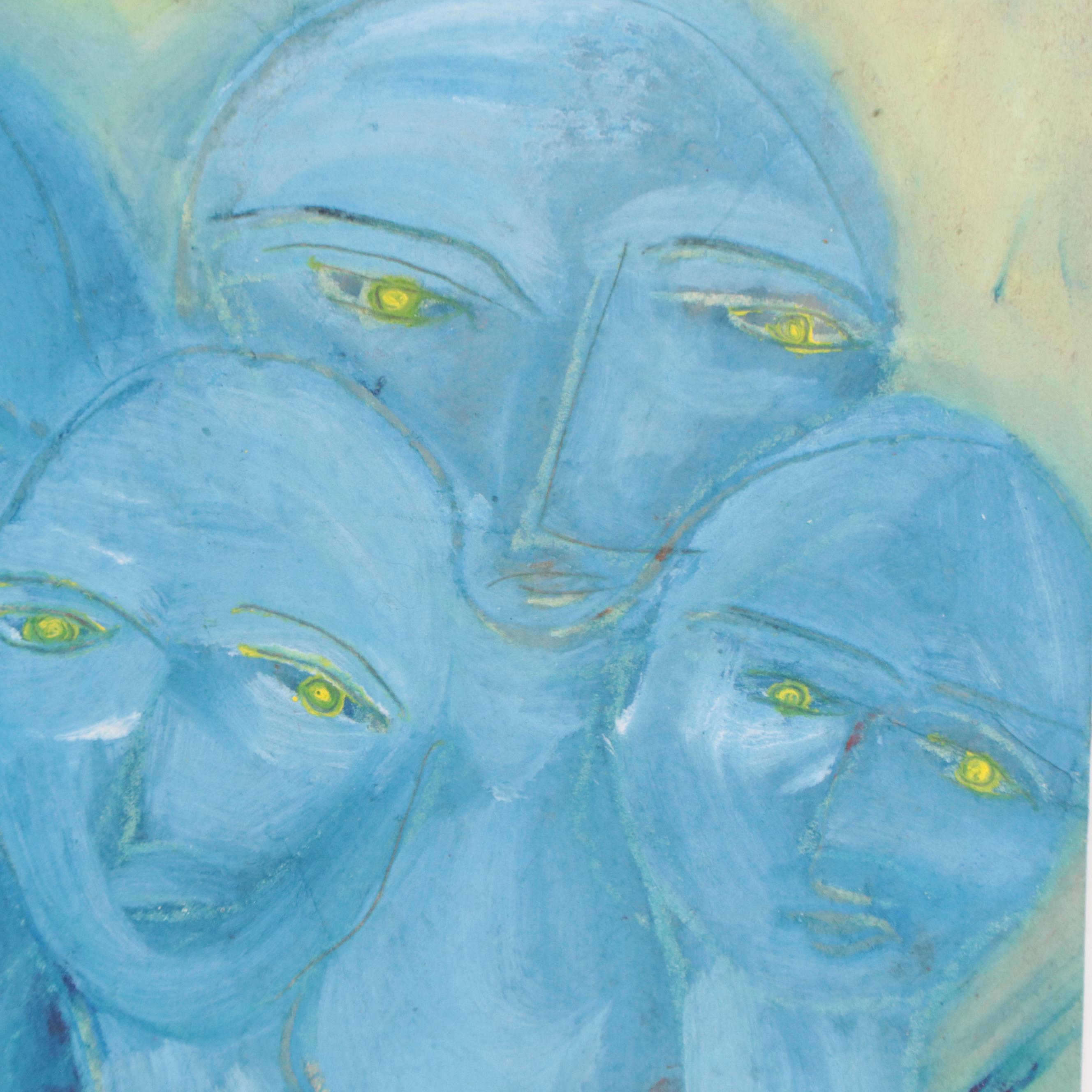 Abstract Figural Mixed Media Painting, 1996