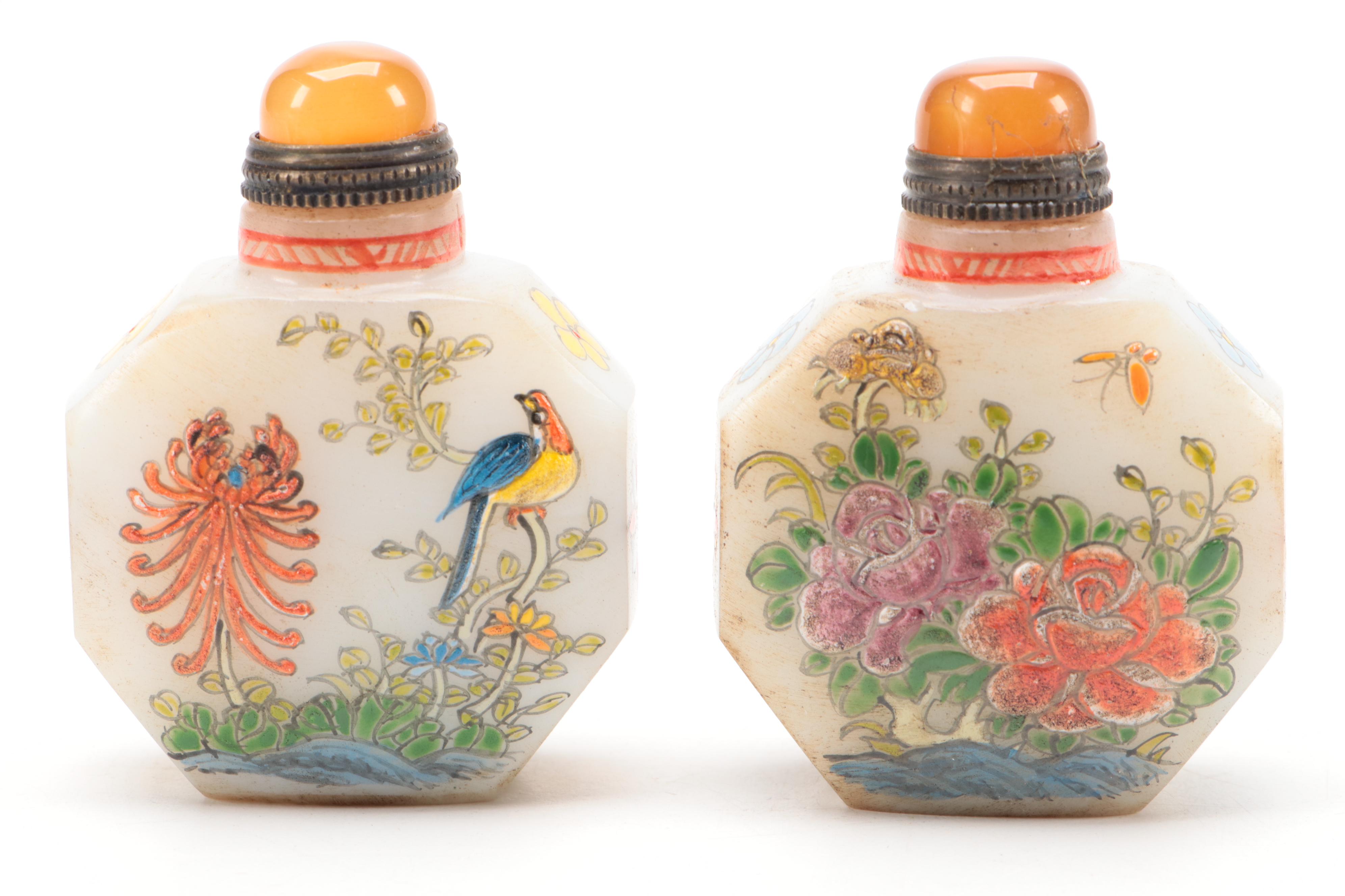 Chinese Hand-Painted Glass Snuff Bottles