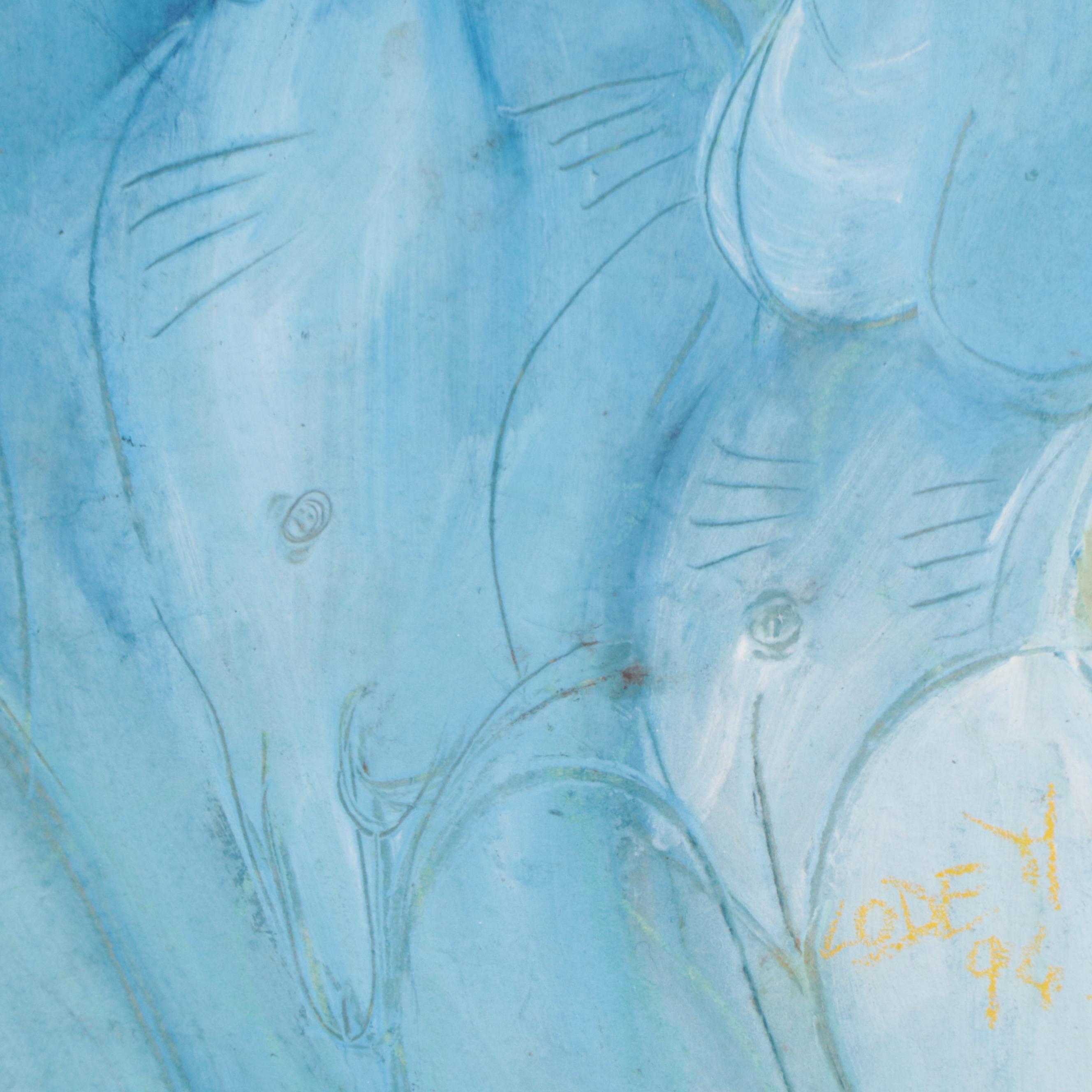 Abstract Figural Mixed Media Painting, 1996