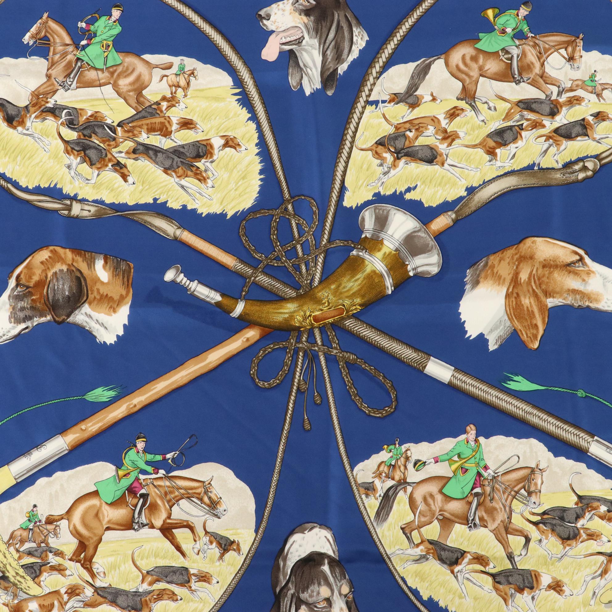 Hermès "Le Laisser Courre"  Scarf 90 in Silk Twill