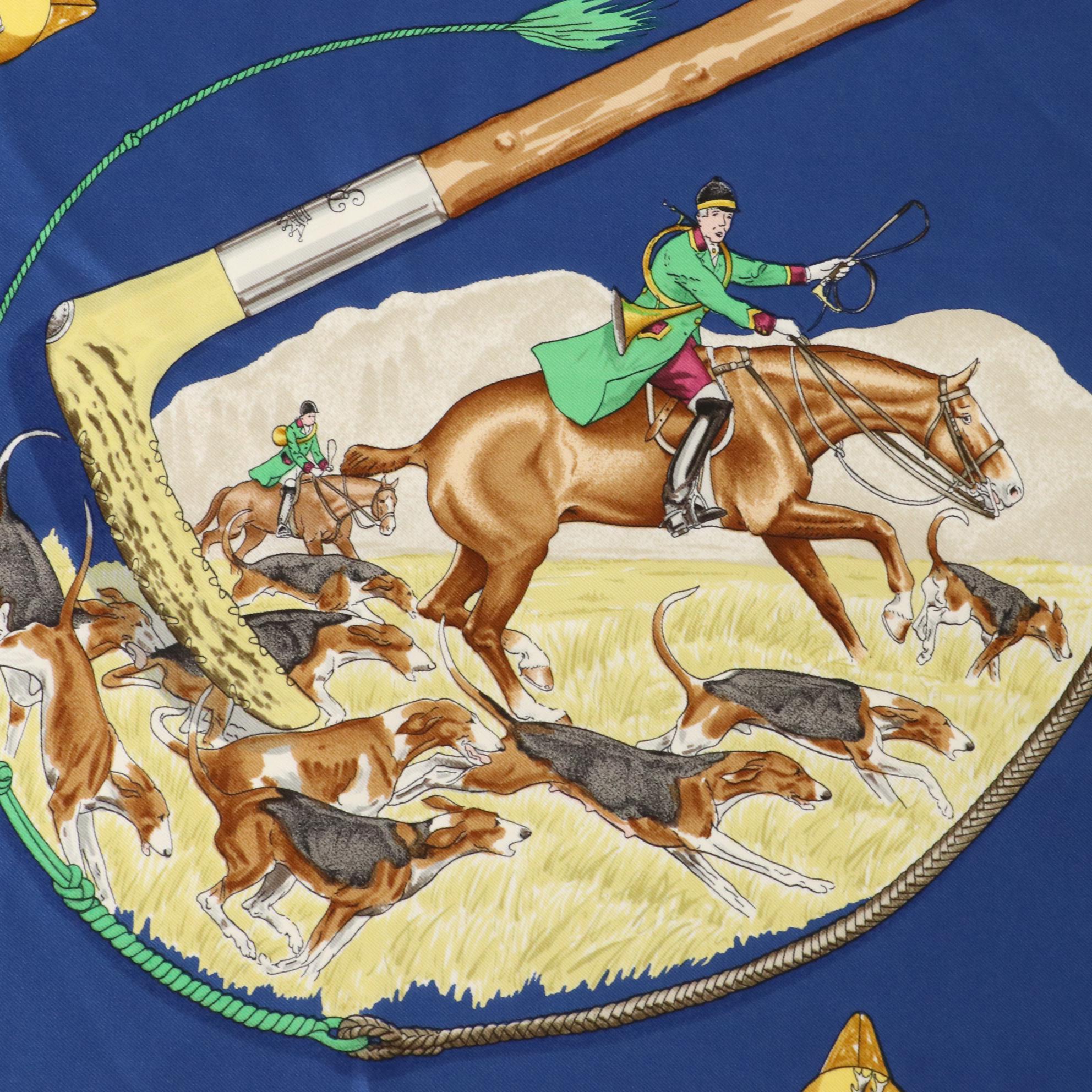 Hermès "Le Laisser Courre"  Scarf 90 in Silk Twill