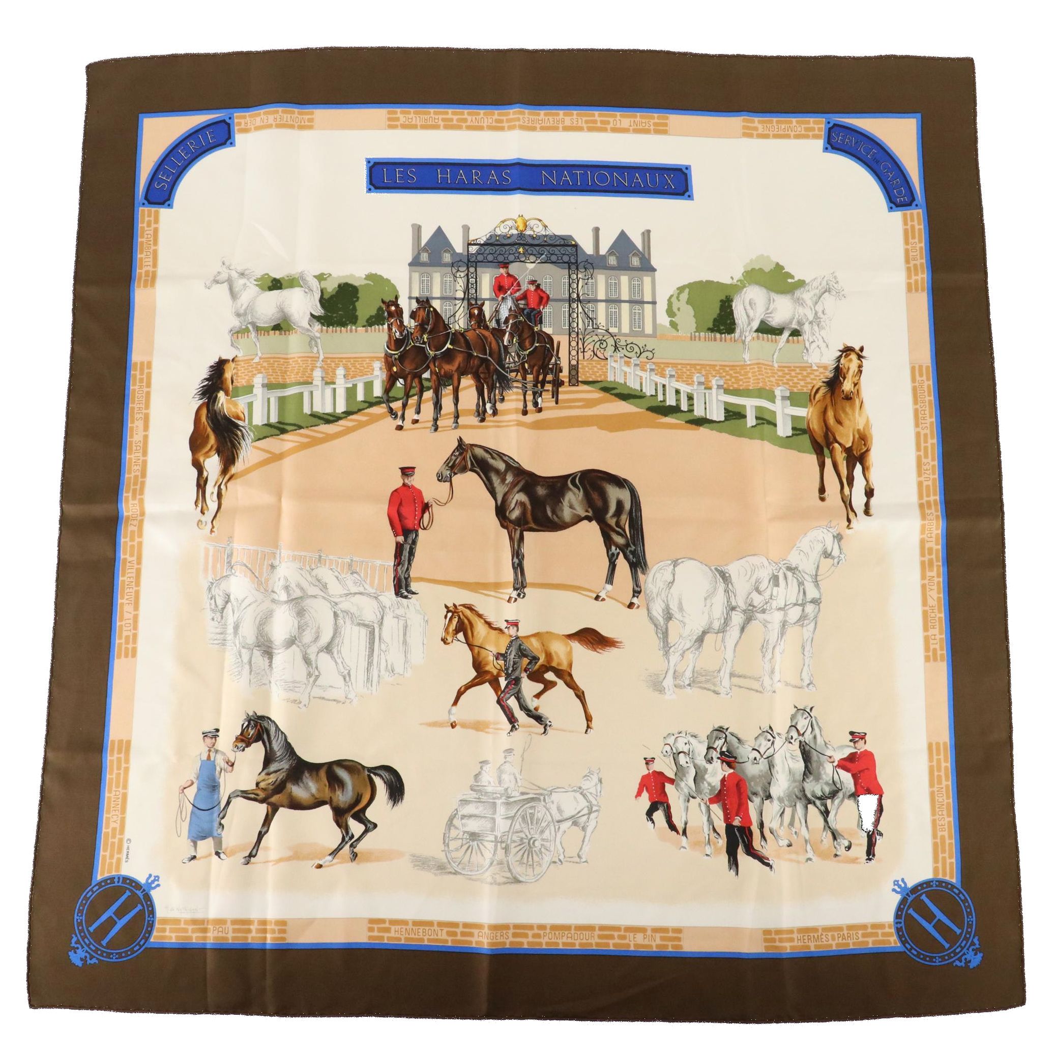 Hermès "Les Haras Nationaux" Silk Twill Scarf