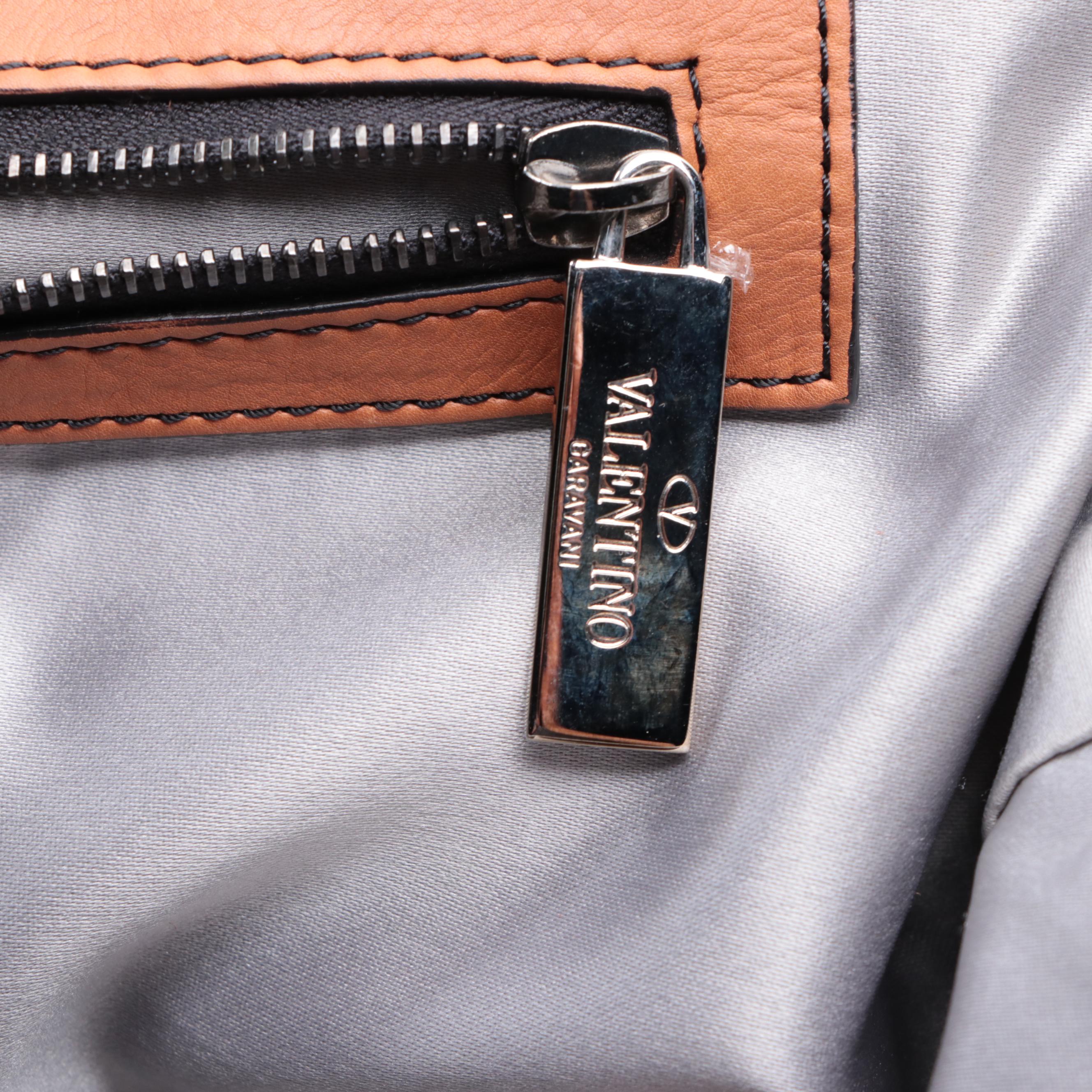 Valentino Allure Ruffled Frame Bag in Brown Perforated Scalloped Leather