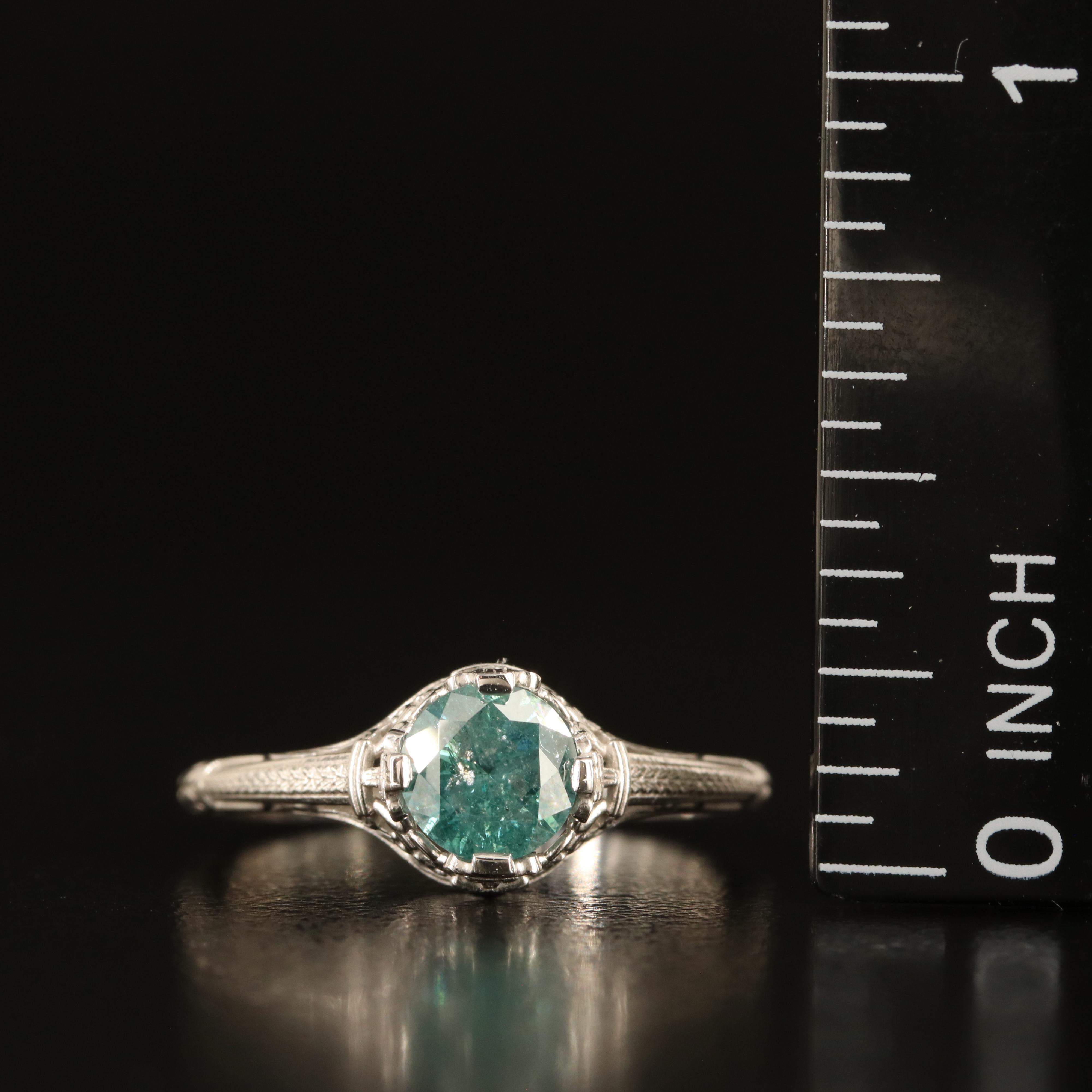 14K 0.69 CT Diamond Ring with Scroll and Flourished Details