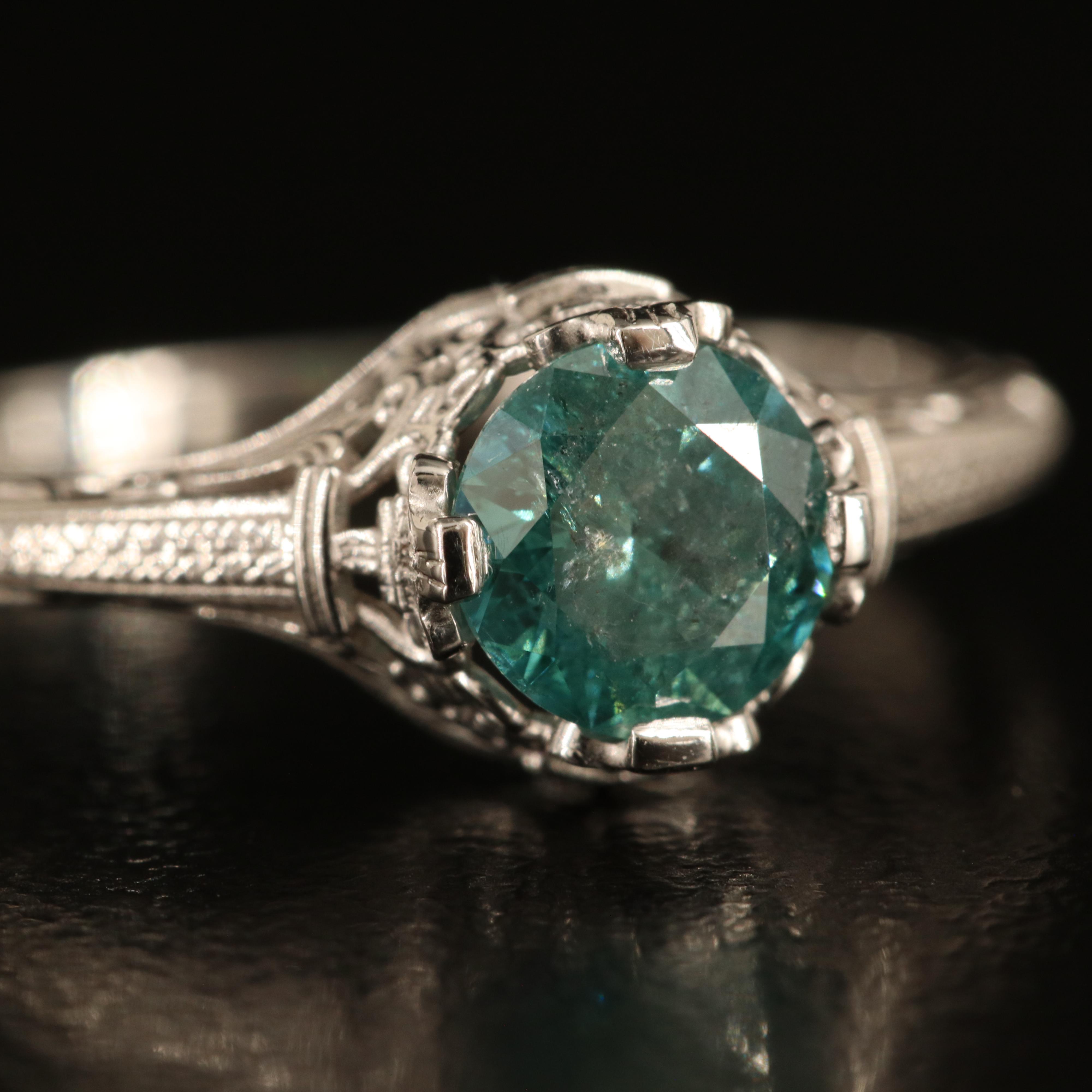 14K 0.69 CT Diamond Ring with Scroll and Flourished Details