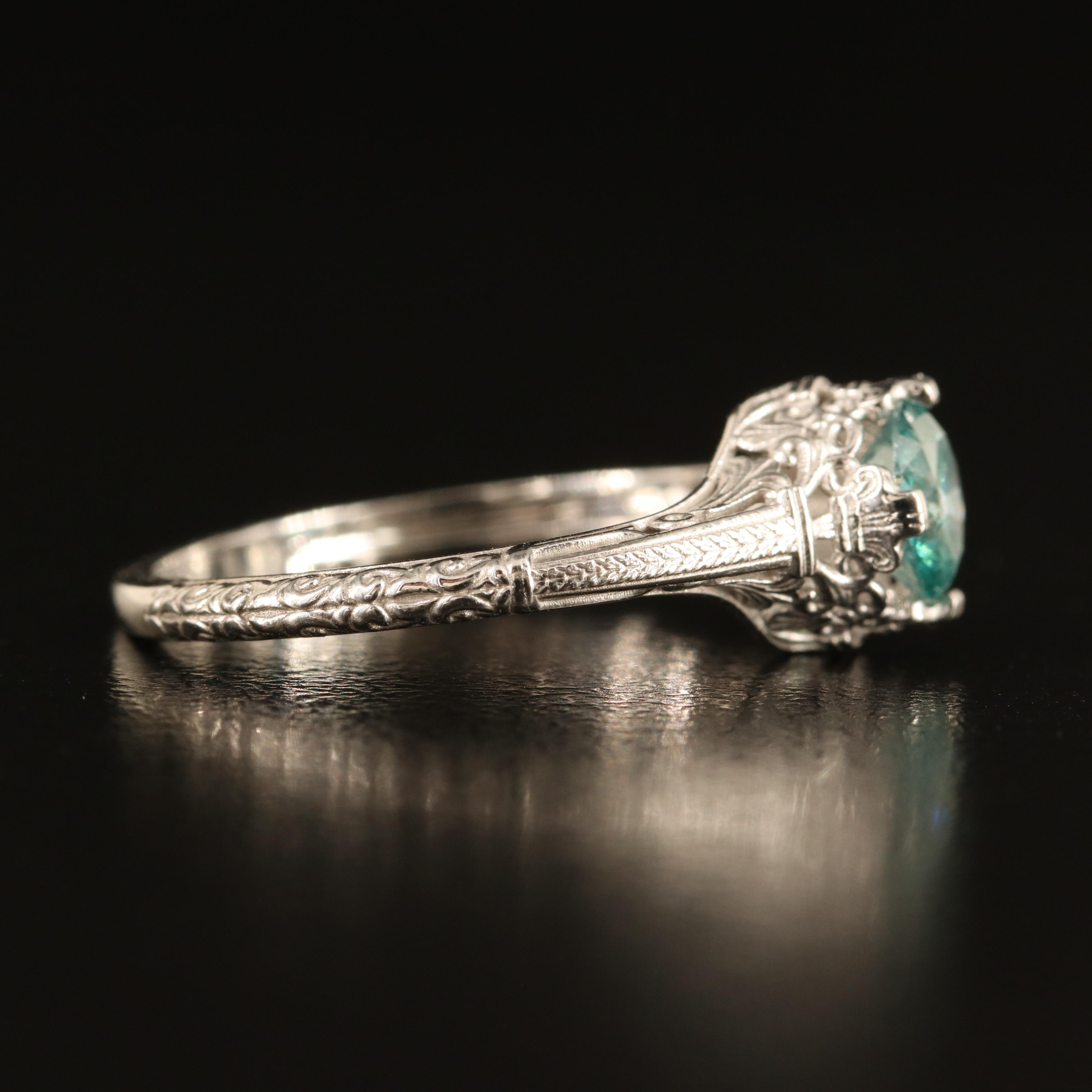 14K 0.69 CT Diamond Ring with Scroll and Flourished Details