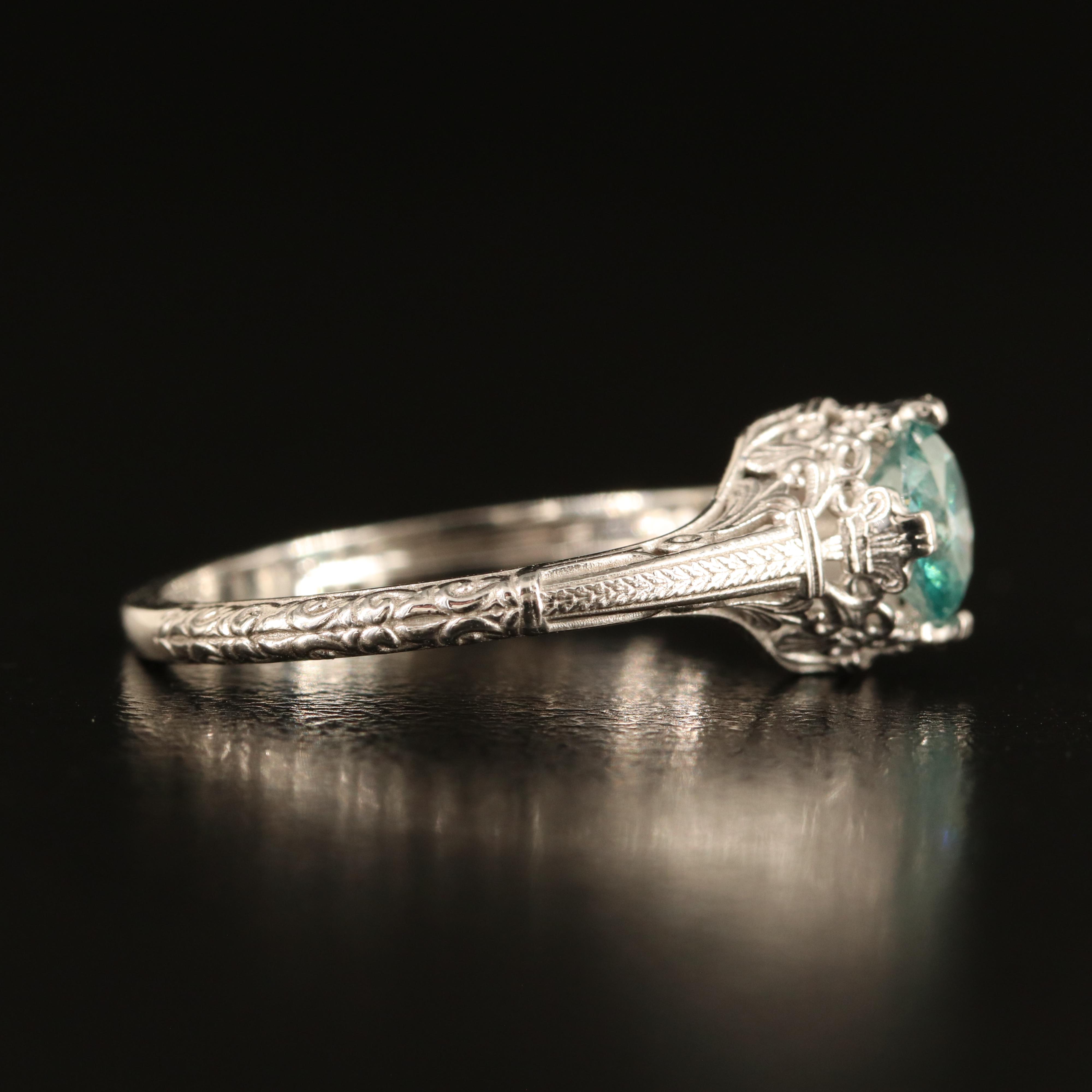 14K 0.69 CT Diamond Ring with Scroll and Flourished Details