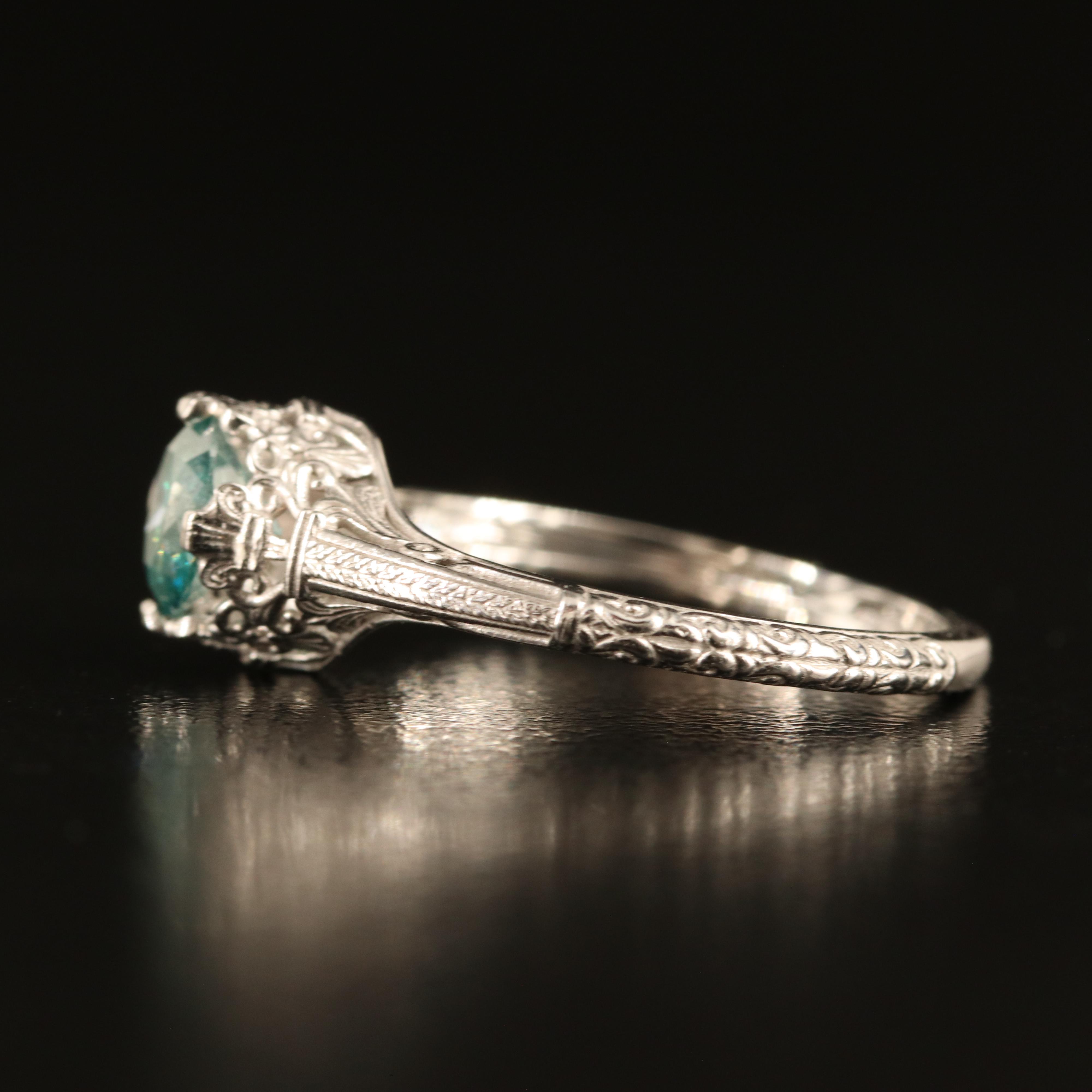 14K 0.69 CT Diamond Ring with Scroll and Flourished Details