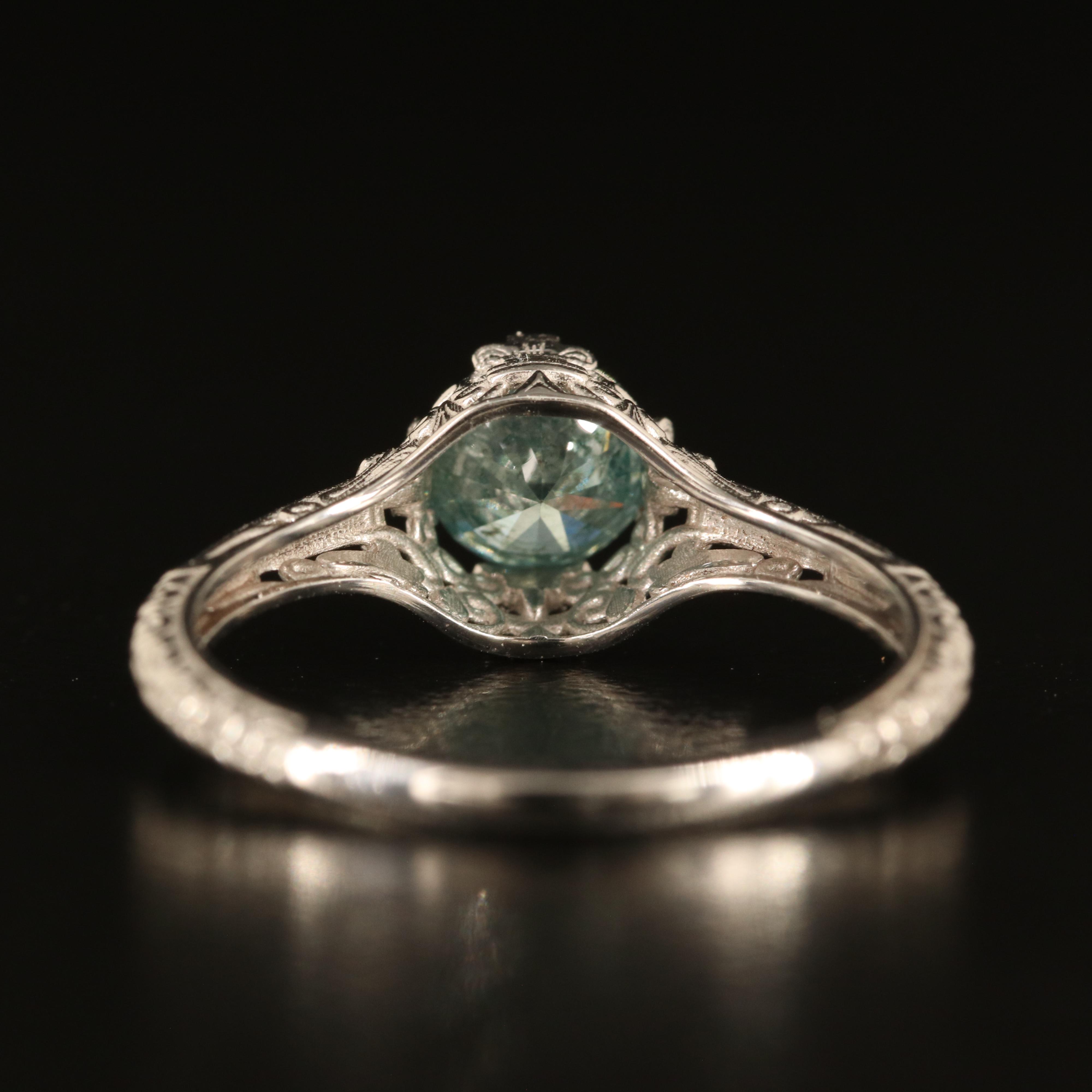 14K 0.69 CT Diamond Ring with Scroll and Flourished Details