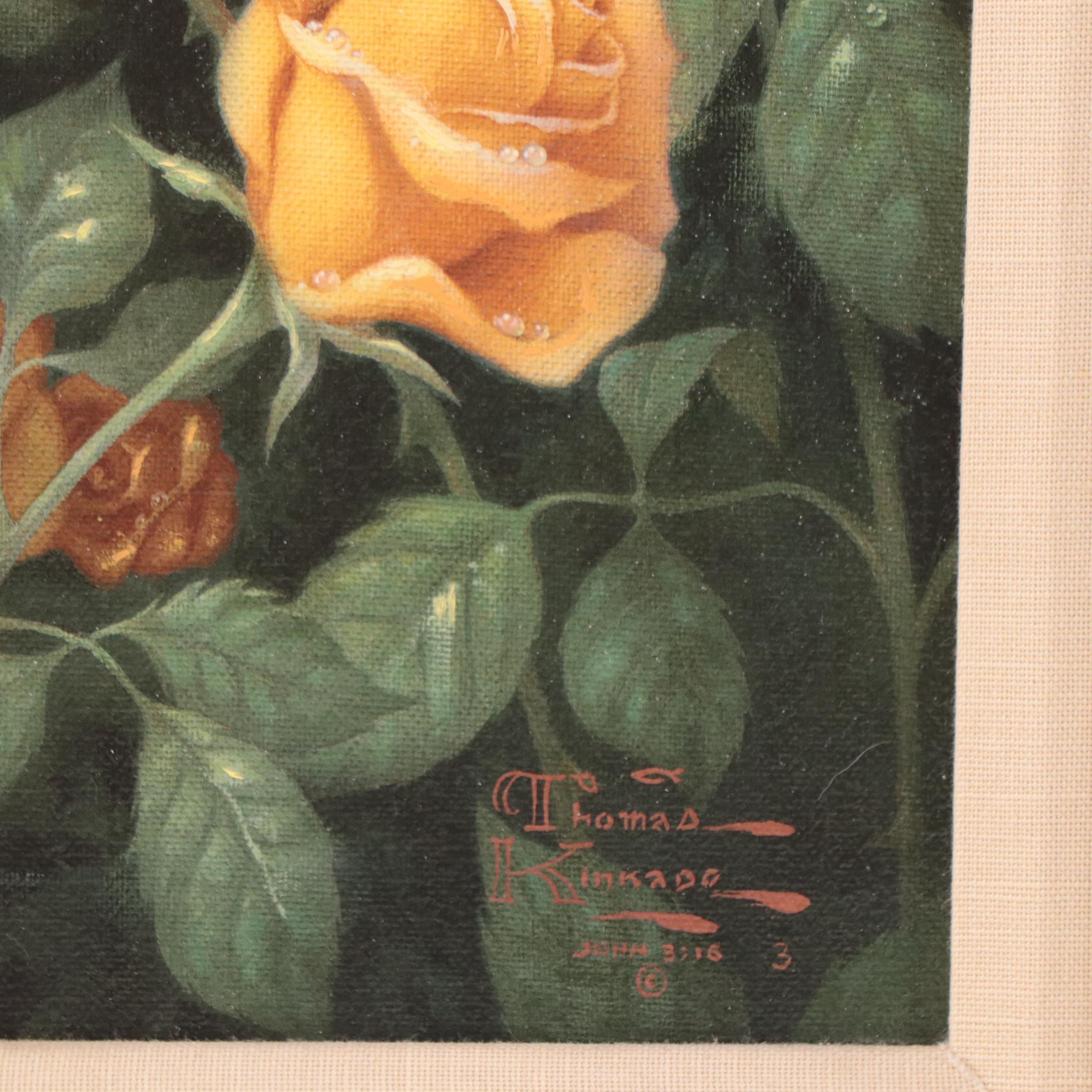 Thomas Kinkade Offset Lithograph "A Perfect Yellow Rose"