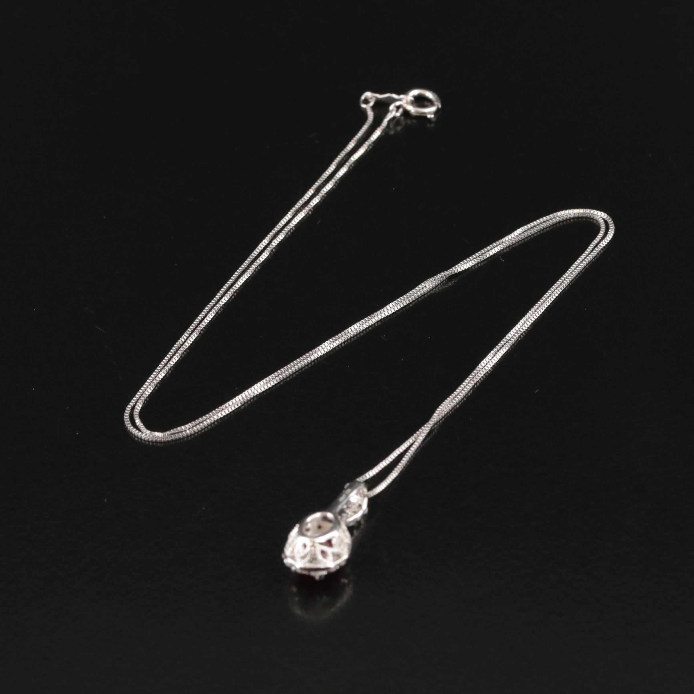 Sterling Ruby and Sapphire Pendant Necklace