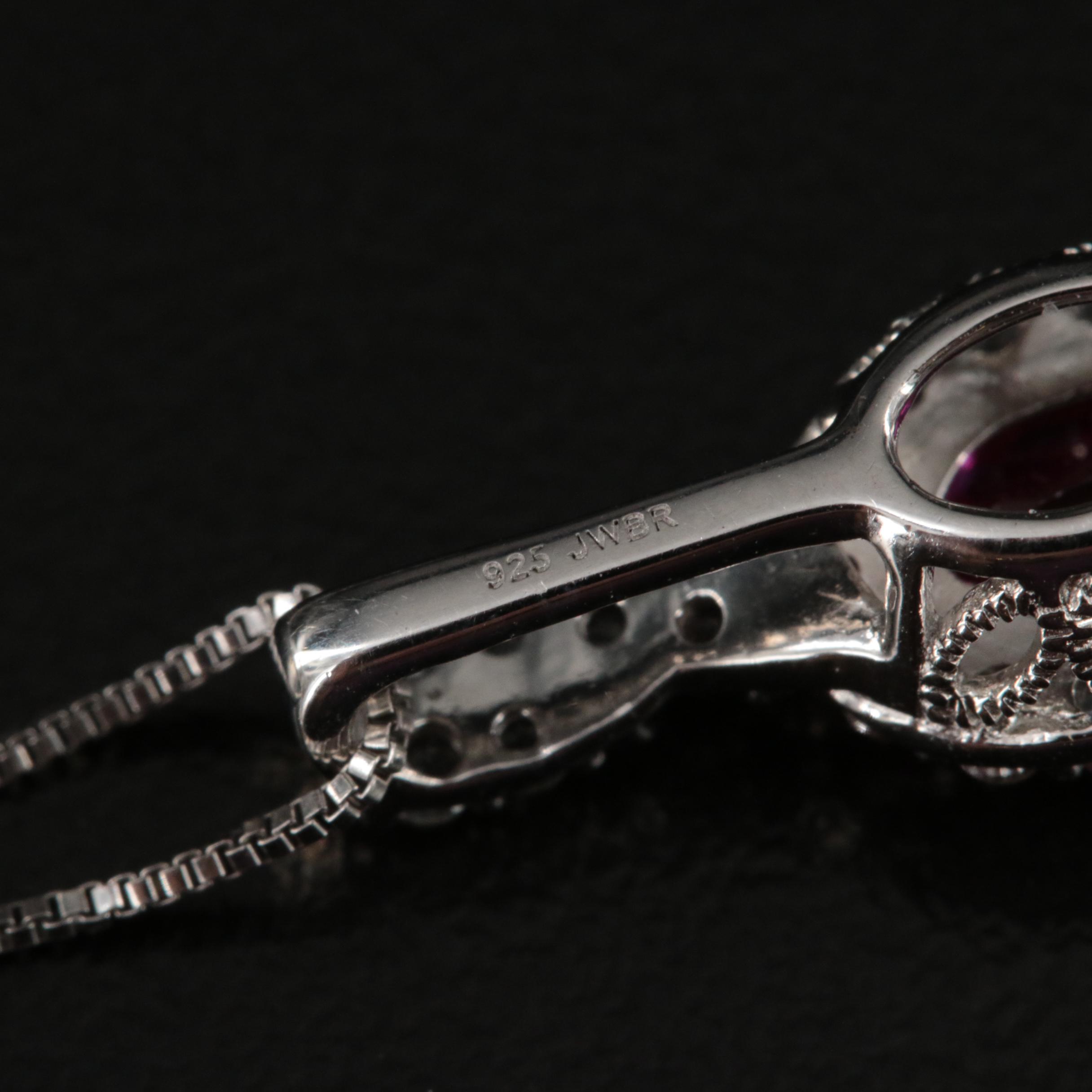 Sterling Ruby and Sapphire Pendant Necklace