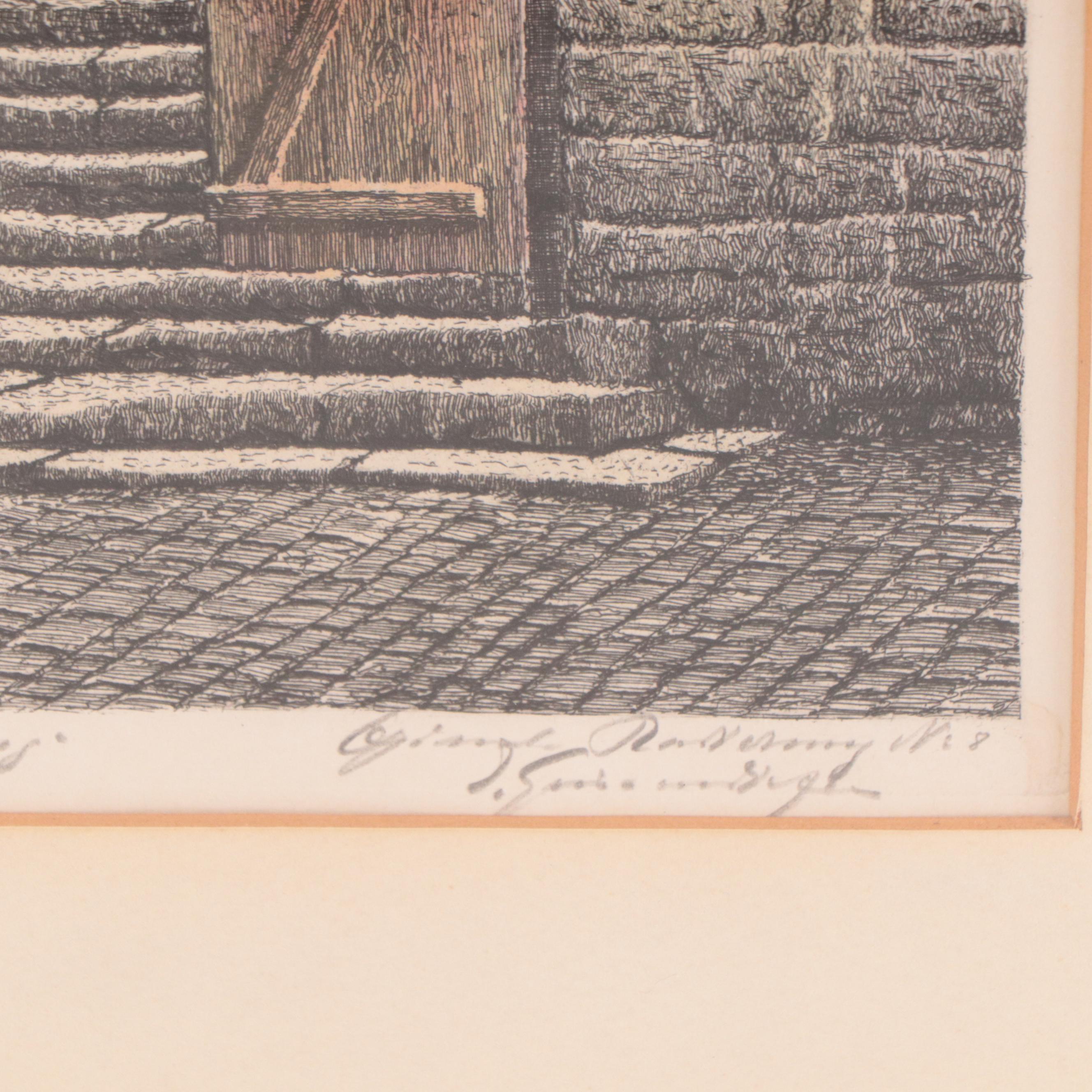 Ernst Geissendorfer Etching of German Church "Kirchnerwohnung," 1930