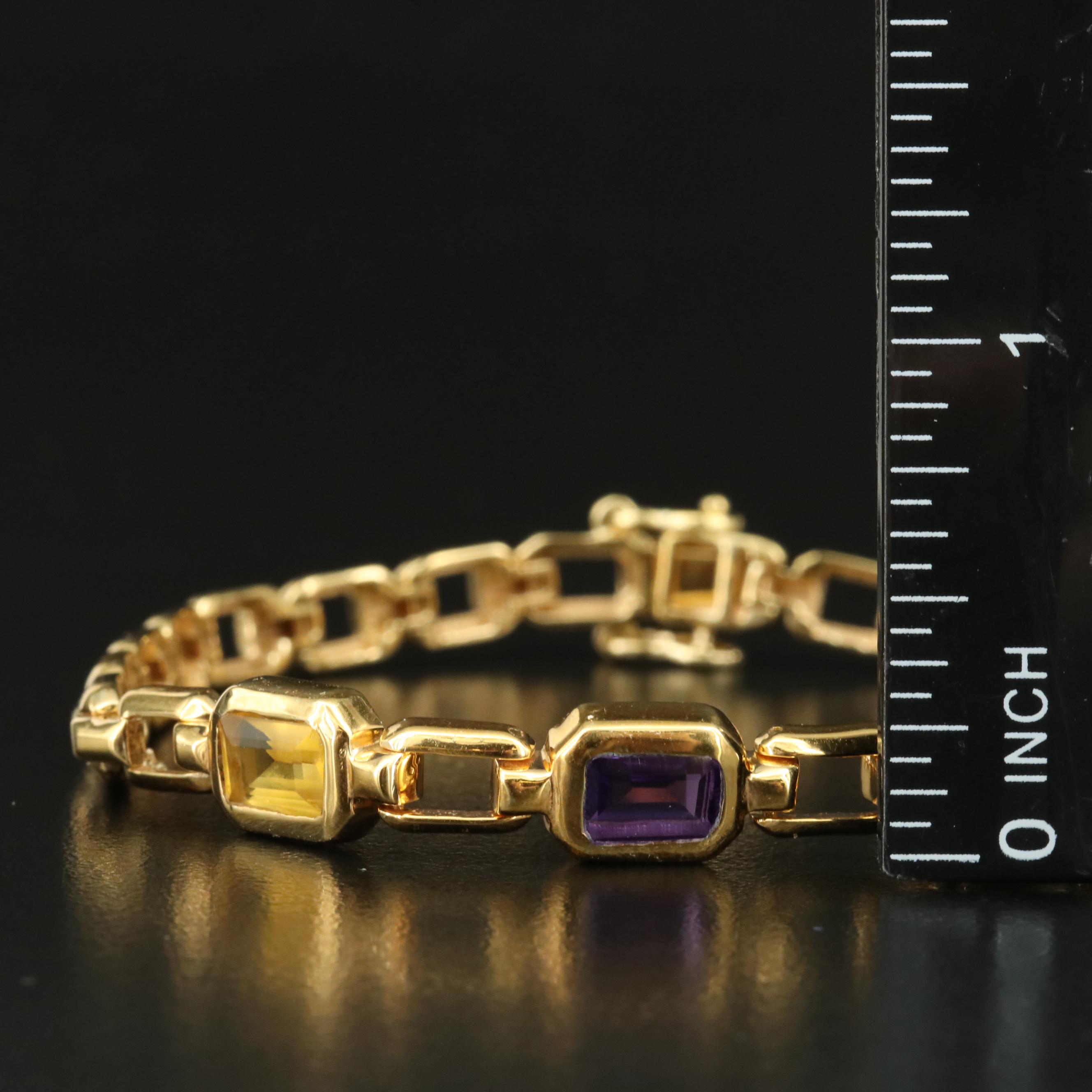 Sterling Amethyst and Glass Bracelet