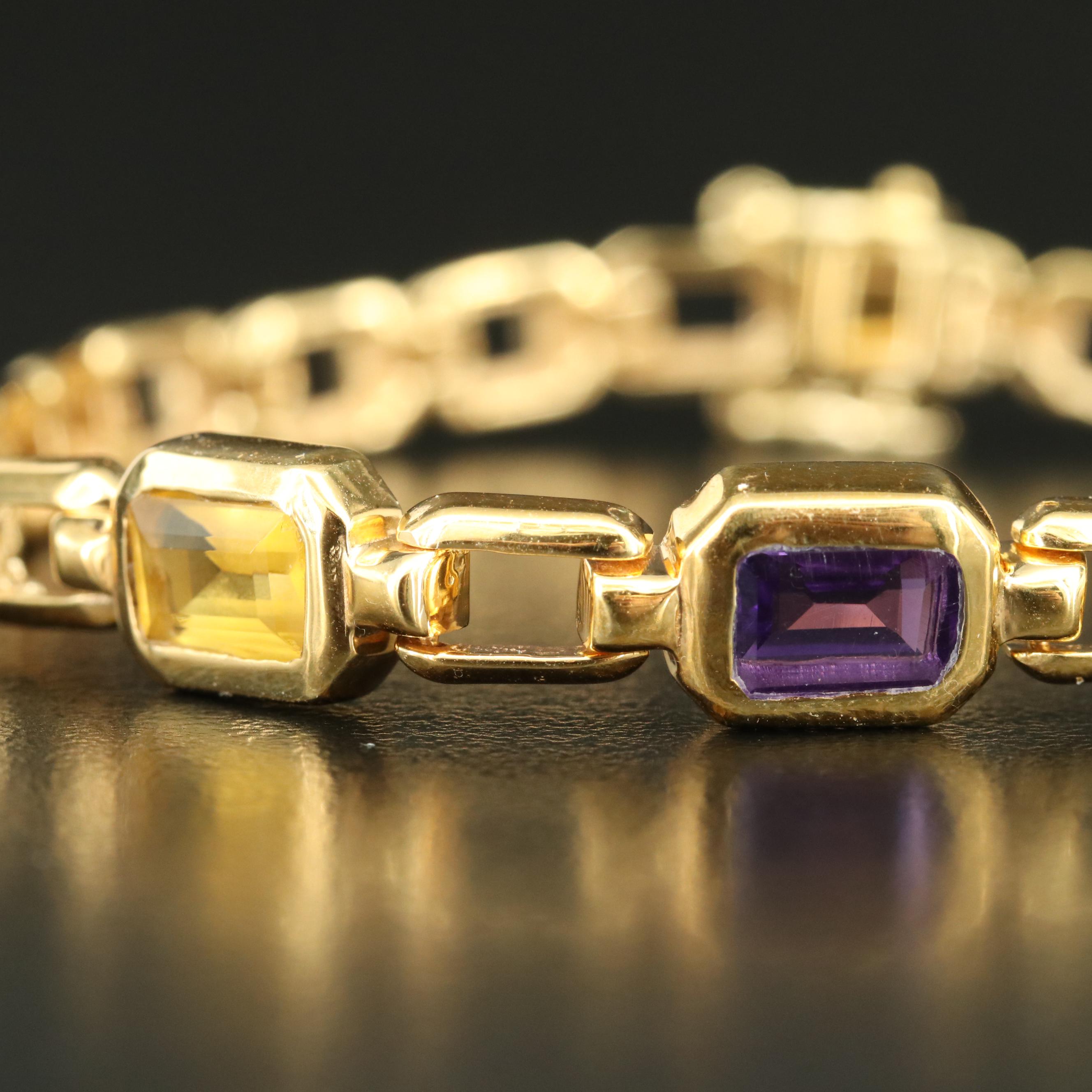 Sterling Amethyst and Glass Bracelet