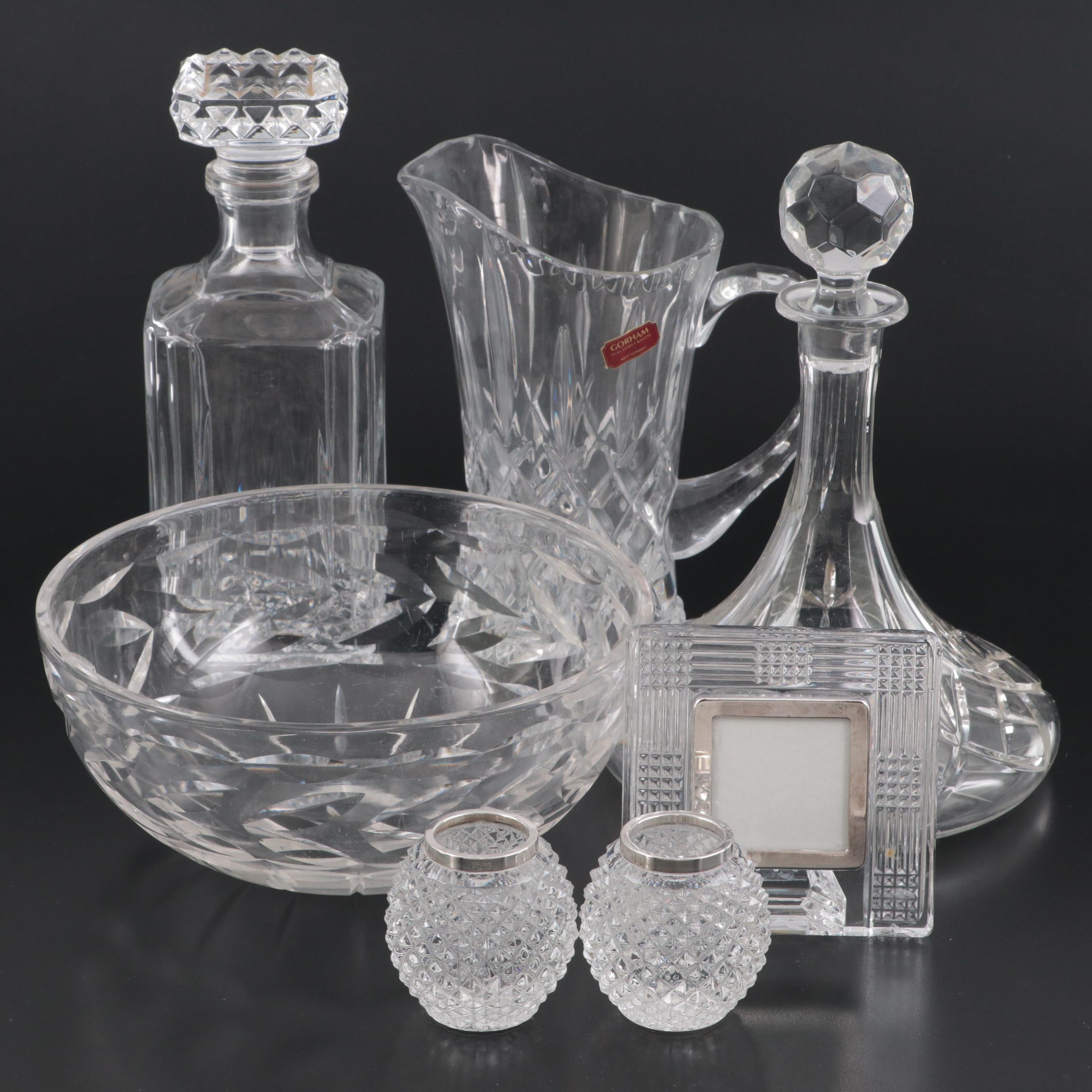 Emil Hermann Sterling Silver Rim Crystal Containers with More Crystal Tableware