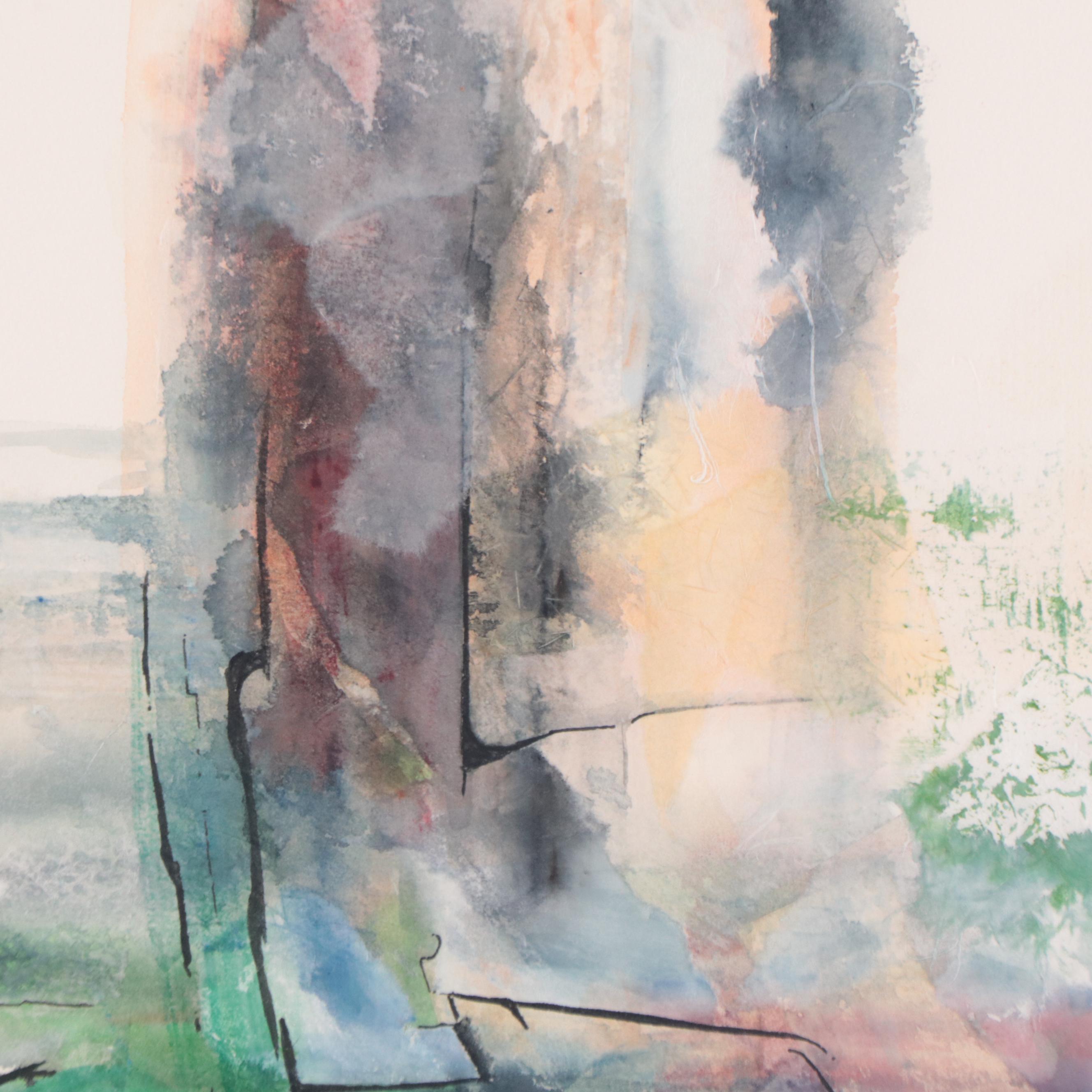 Felice Woodworth Non-Objective Watercolor Painting "Canyon Echo"