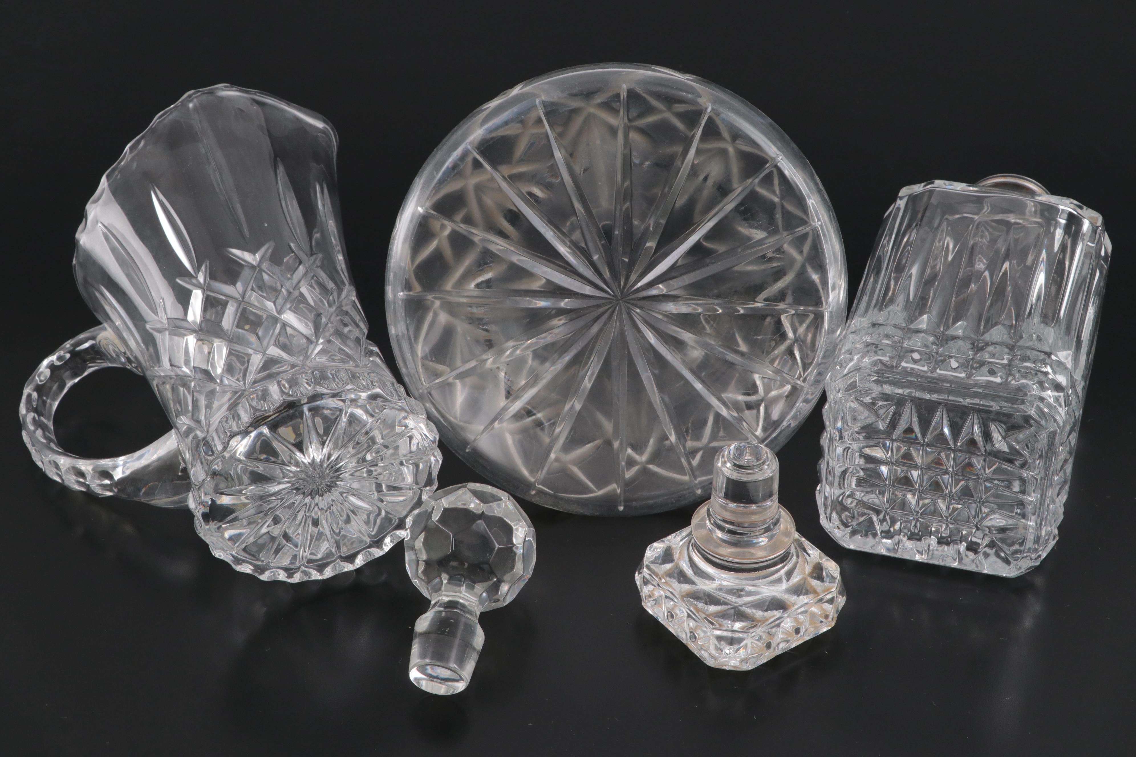 Emil Hermann Sterling Silver Rim Crystal Containers with More Crystal Tableware