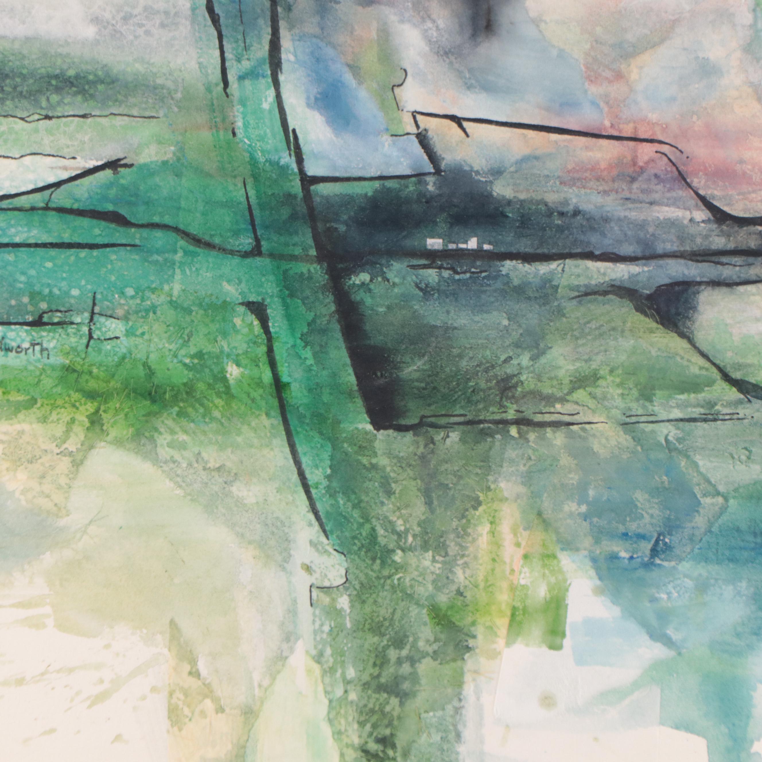 Felice Woodworth Non-Objective Watercolor Painting "Canyon Echo"