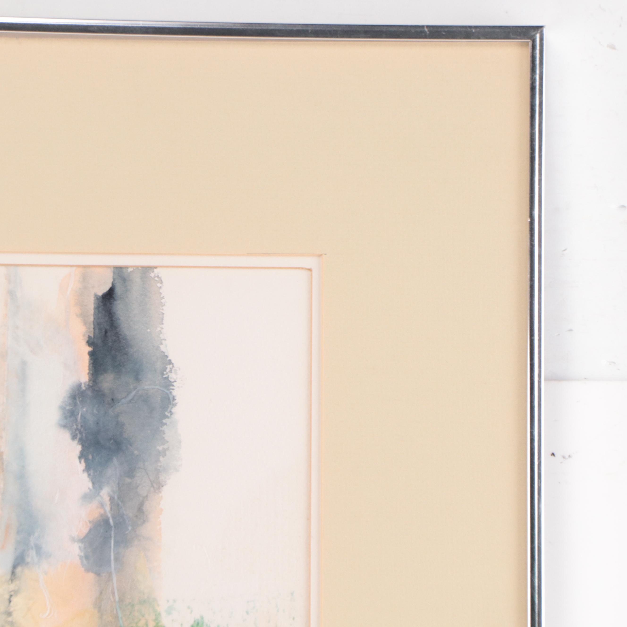 Felice Woodworth Non-Objective Watercolor Painting "Canyon Echo"