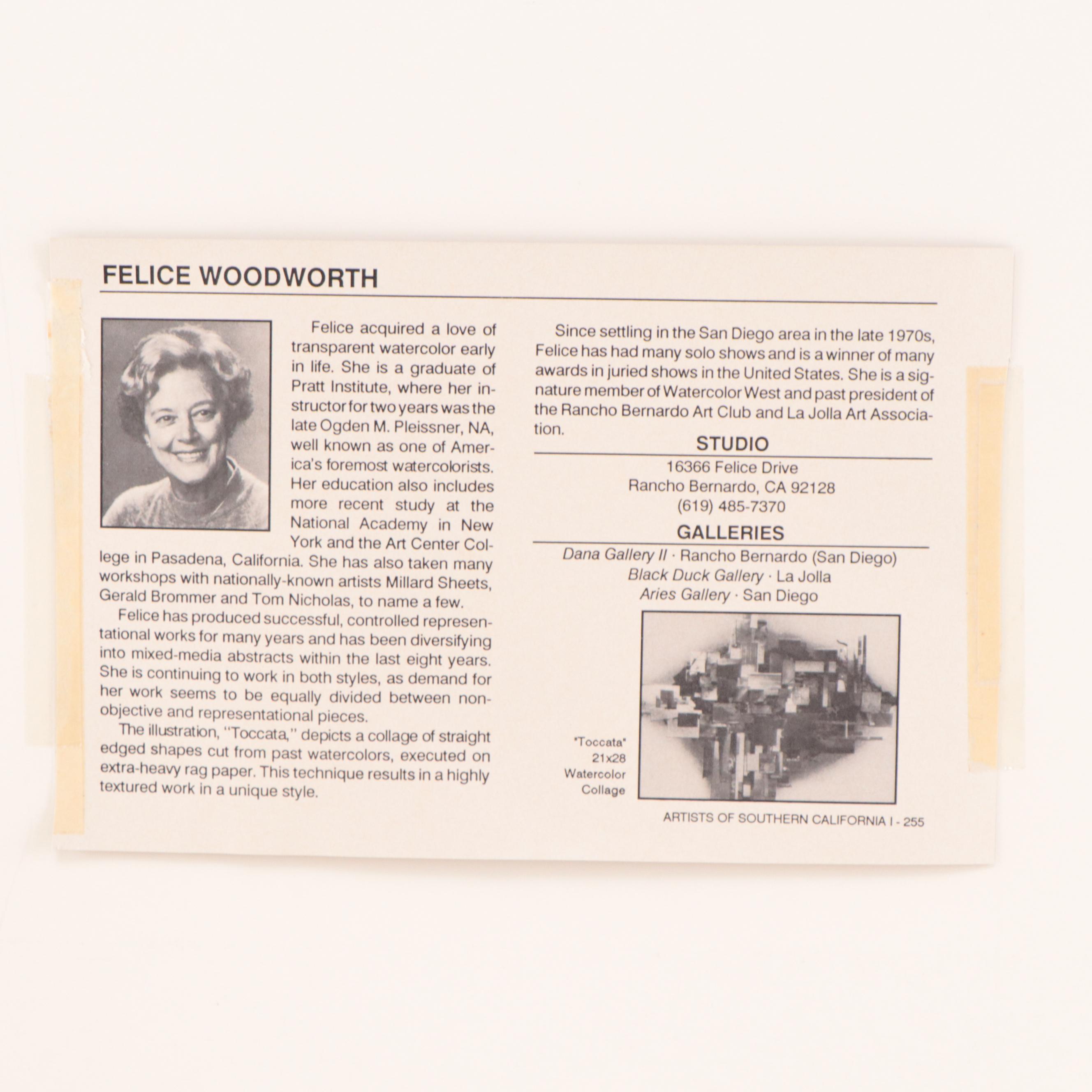 Felice Woodworth Non-Objective Watercolor Painting "Canyon Echo"