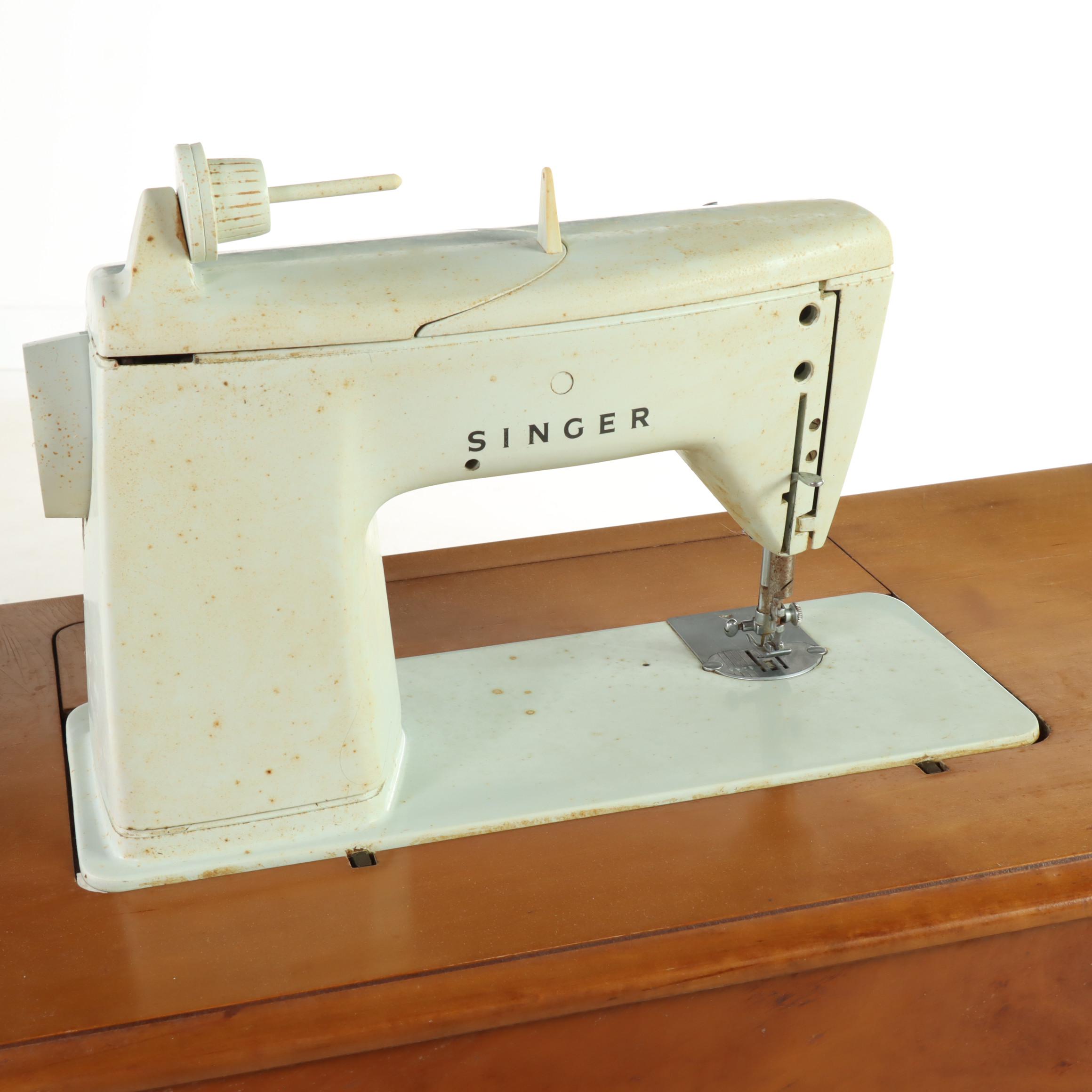 Singer "Touch & Sew" Sewing Machine and Sewing Table, 1966