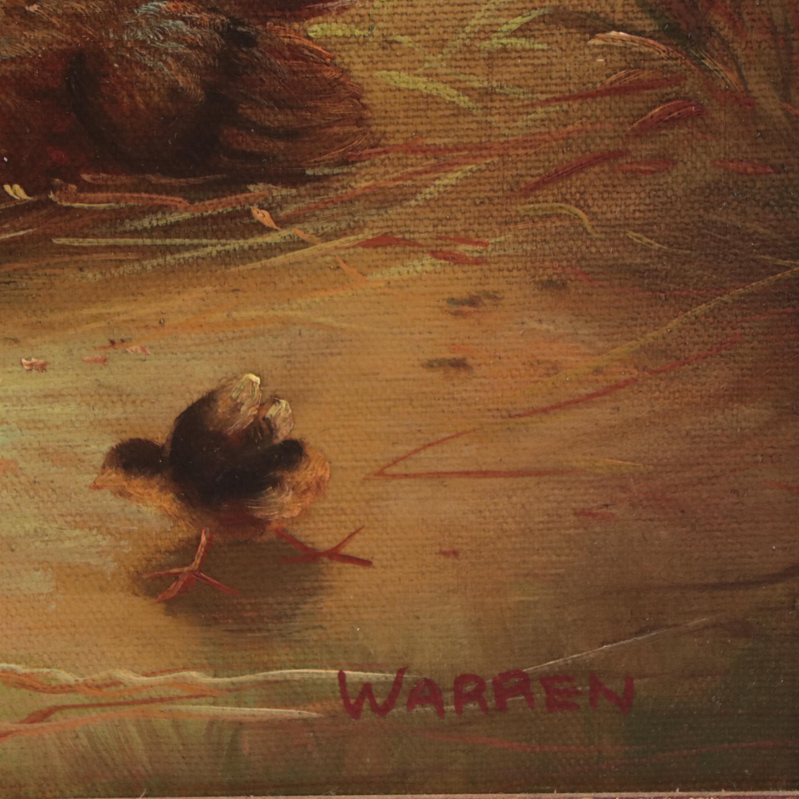 Pastoral Oil Painting of Chickens