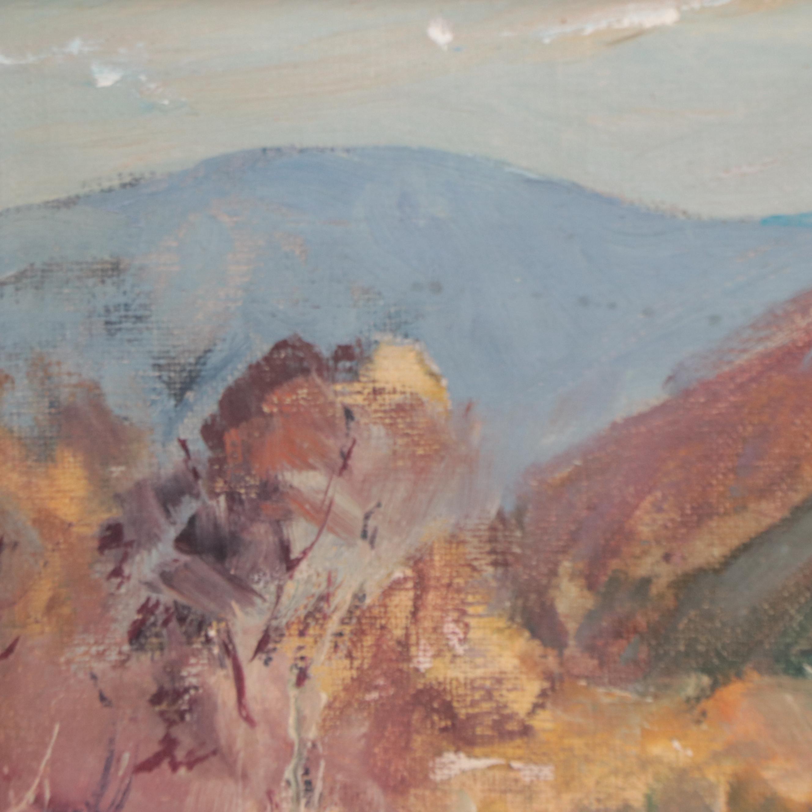 Oil Painting of Cows in Alpine Landscape